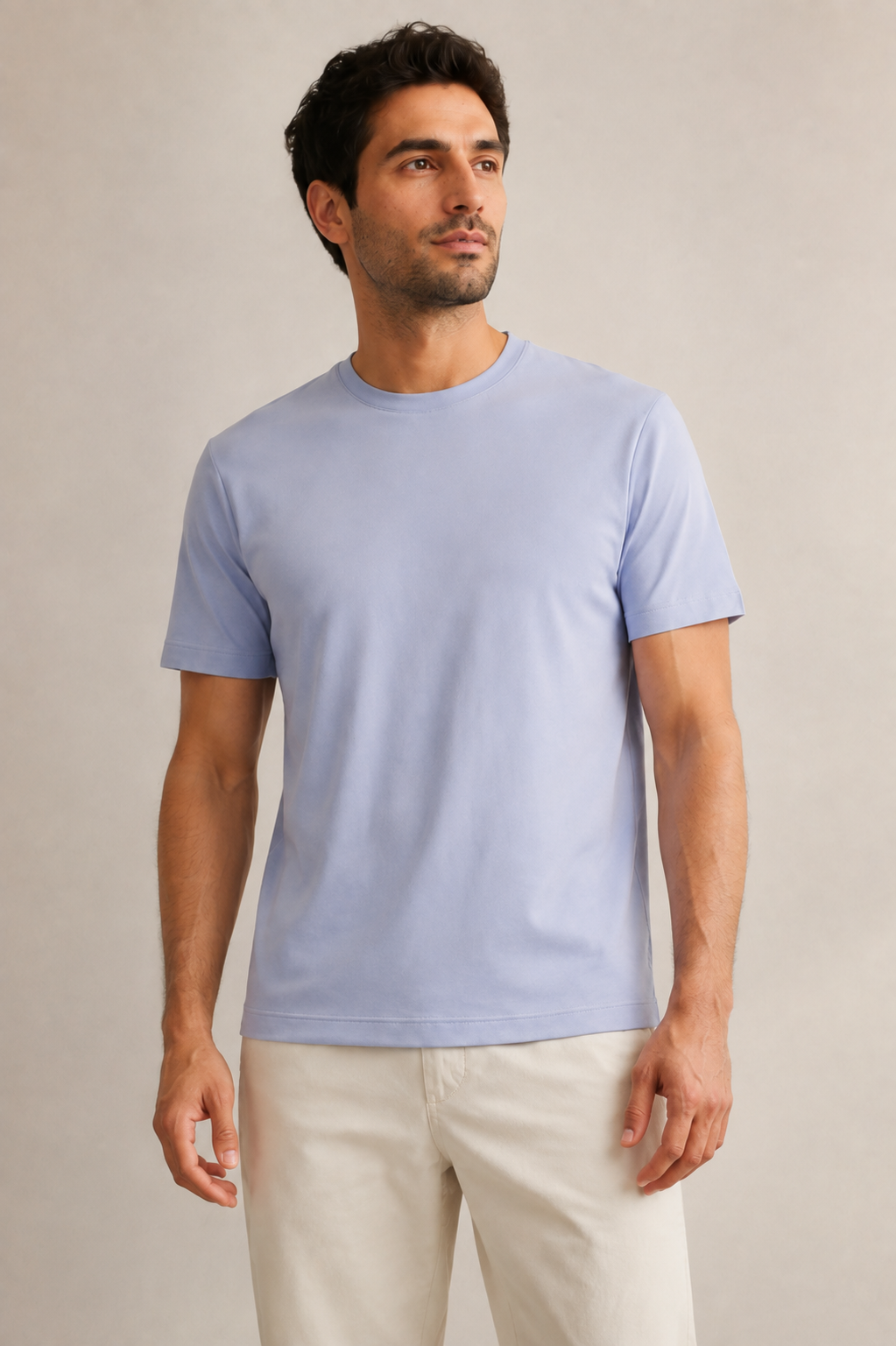 FİGO Erkek Regular Fit Bisiklet Yaka Yan Yırtmaçlı Basic T-Shırt