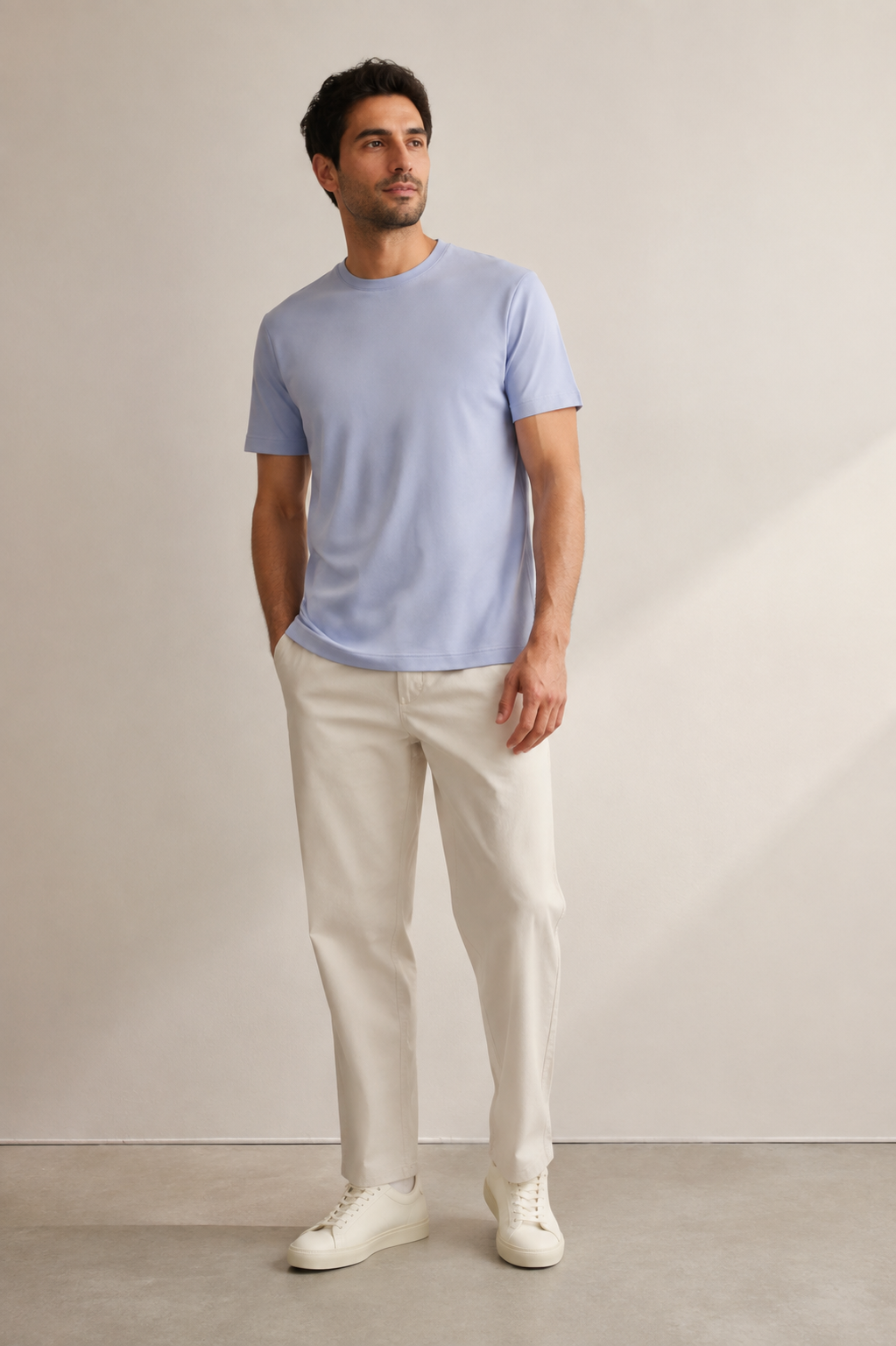 FİGO Erkek Regular Fit Bisiklet Yaka Yan Yırtmaçlı Basic T-Shırt