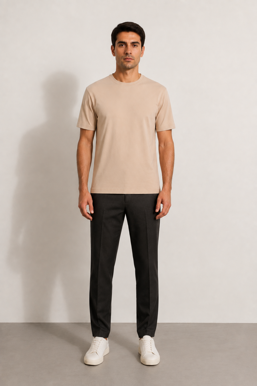 FİGO Erkek Regular Fit Bisiklet Yaka Yan Yırtmaçlı Basic T-Shırt
