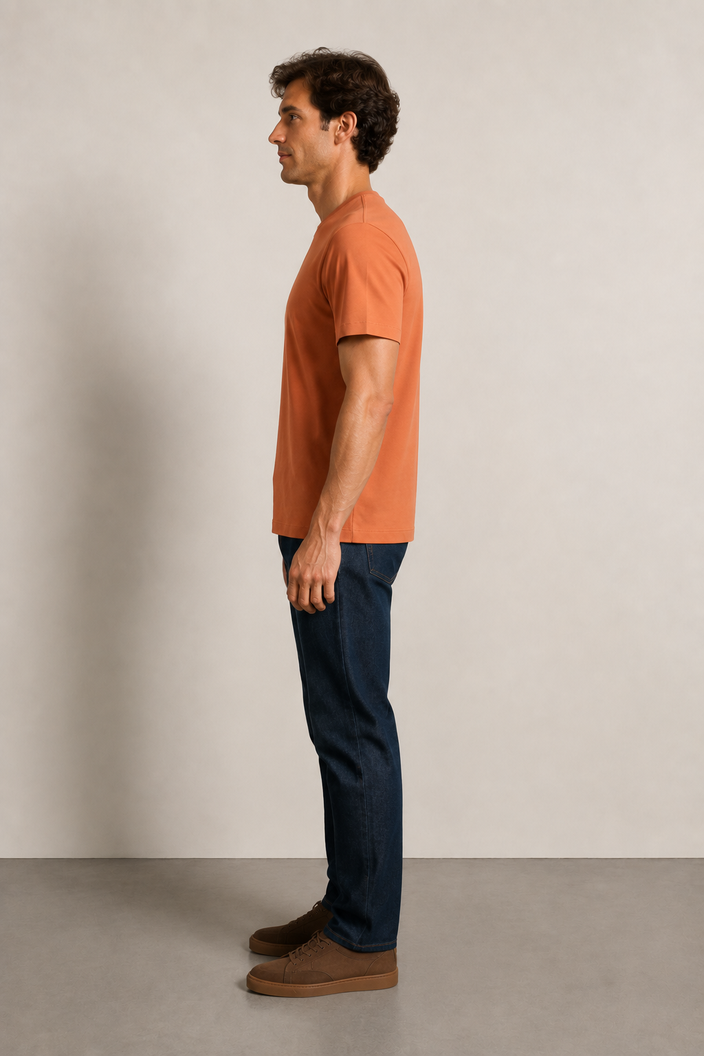 FİGO Erkek Regular Fit Bisiklet Yaka Yan Yırtmaçlı Basic T-Shırt