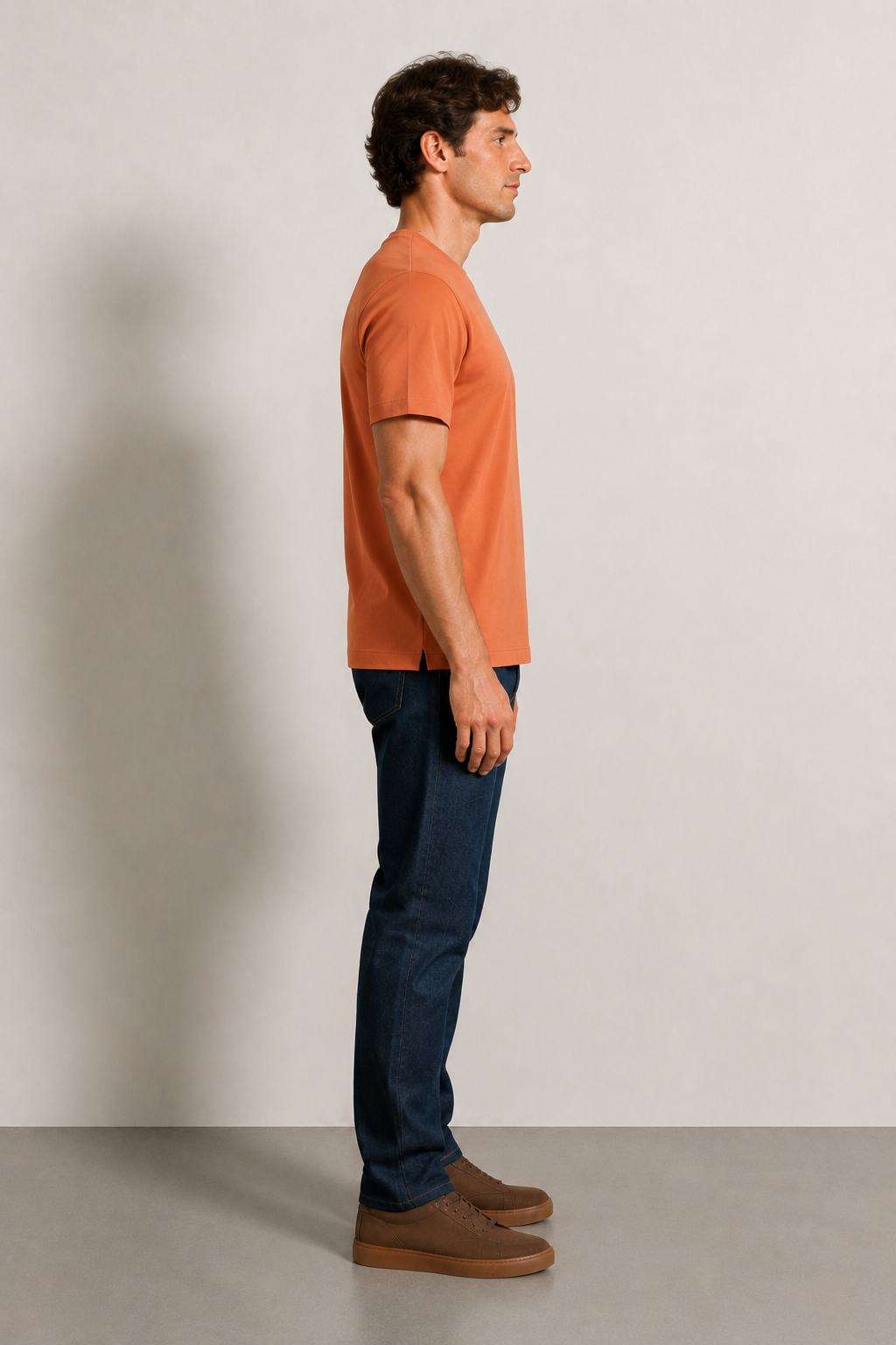 FİGO Erkek Regular Fit Bisiklet Yaka Yan Yırtmaçlı Basic T-Shırt
