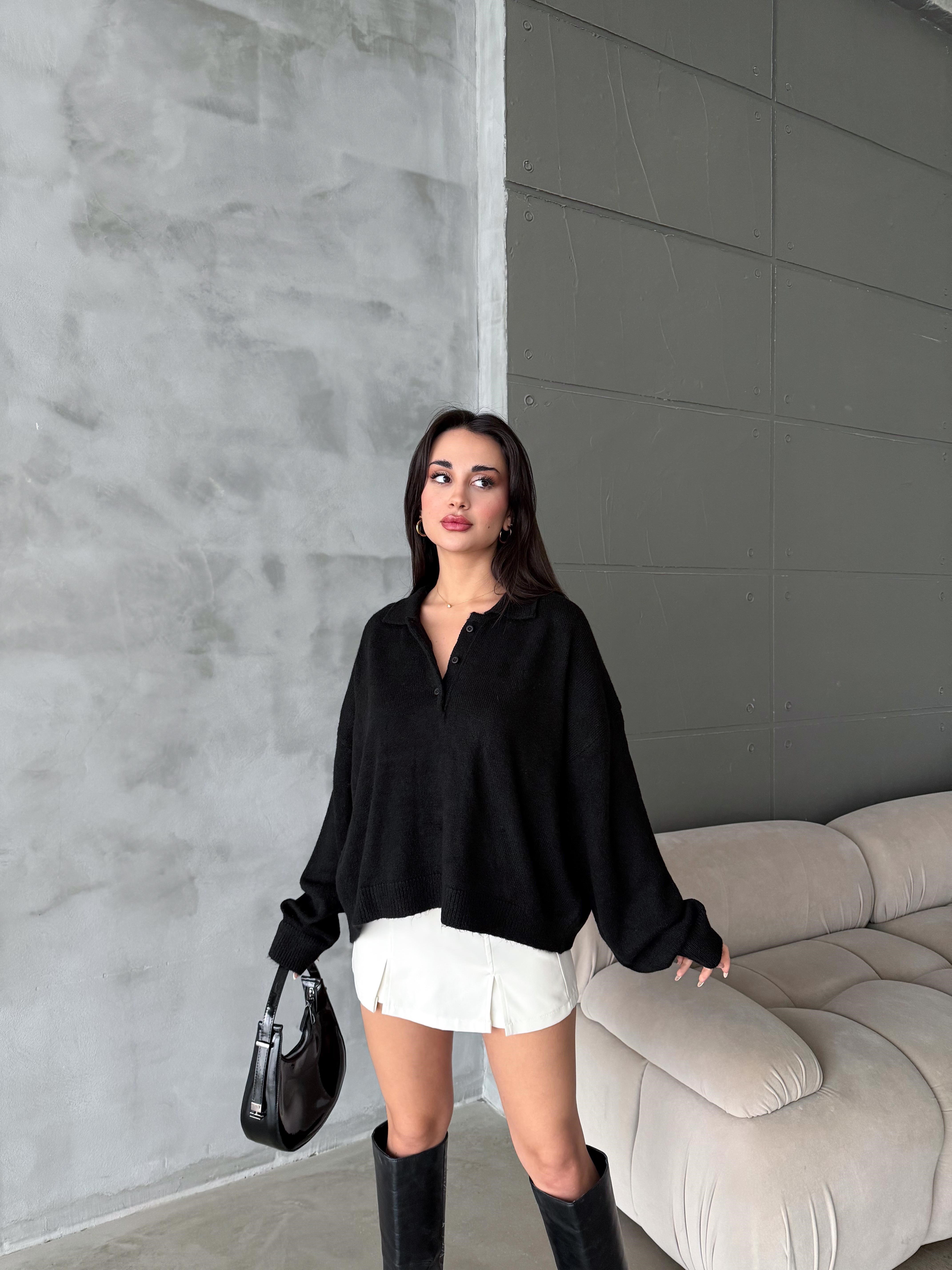 Polo Yaka Oversize Kadın Triko