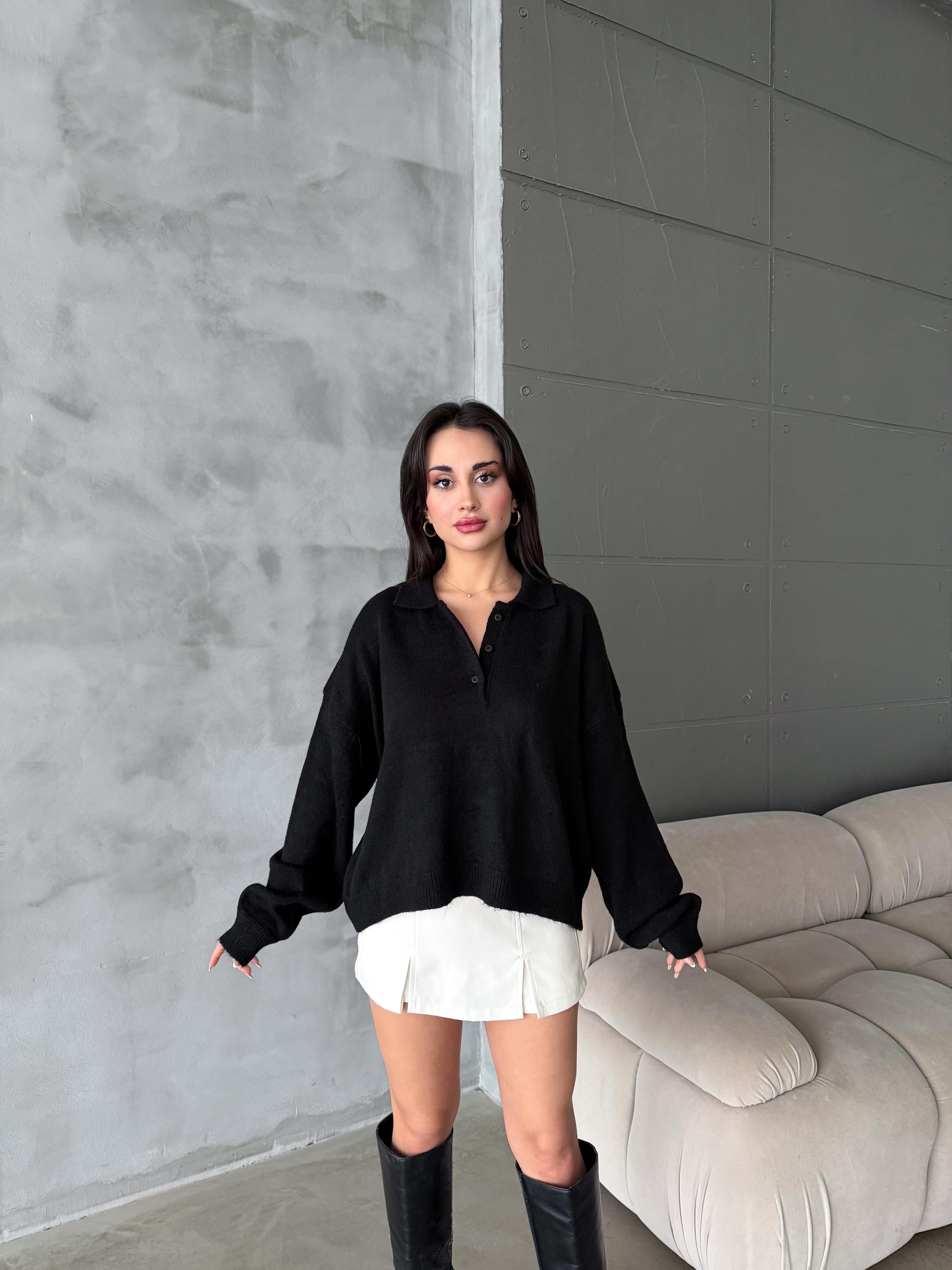 Polo Yaka Oversize Kadın Triko