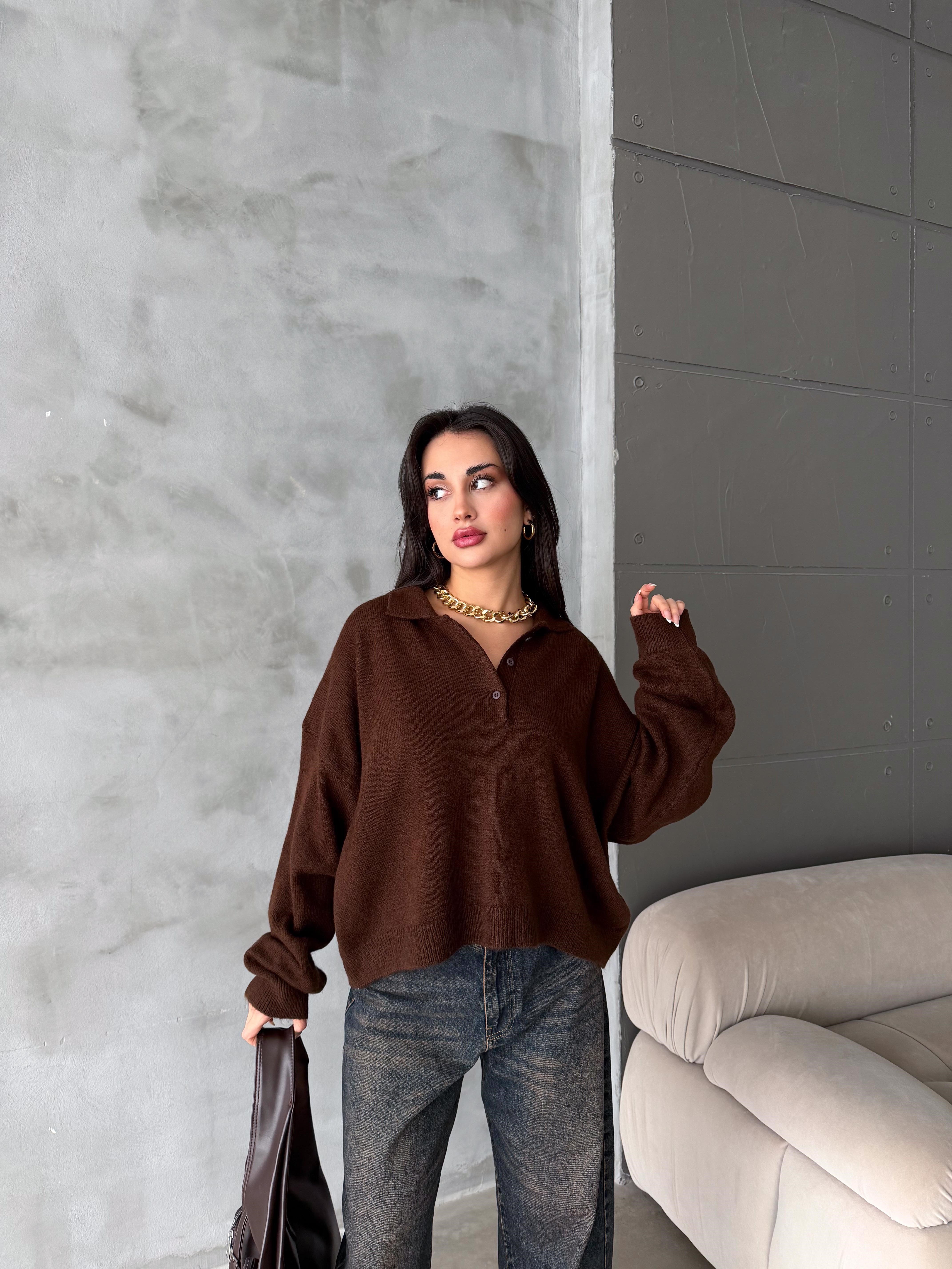 Polo Yaka Oversize Kadın Triko