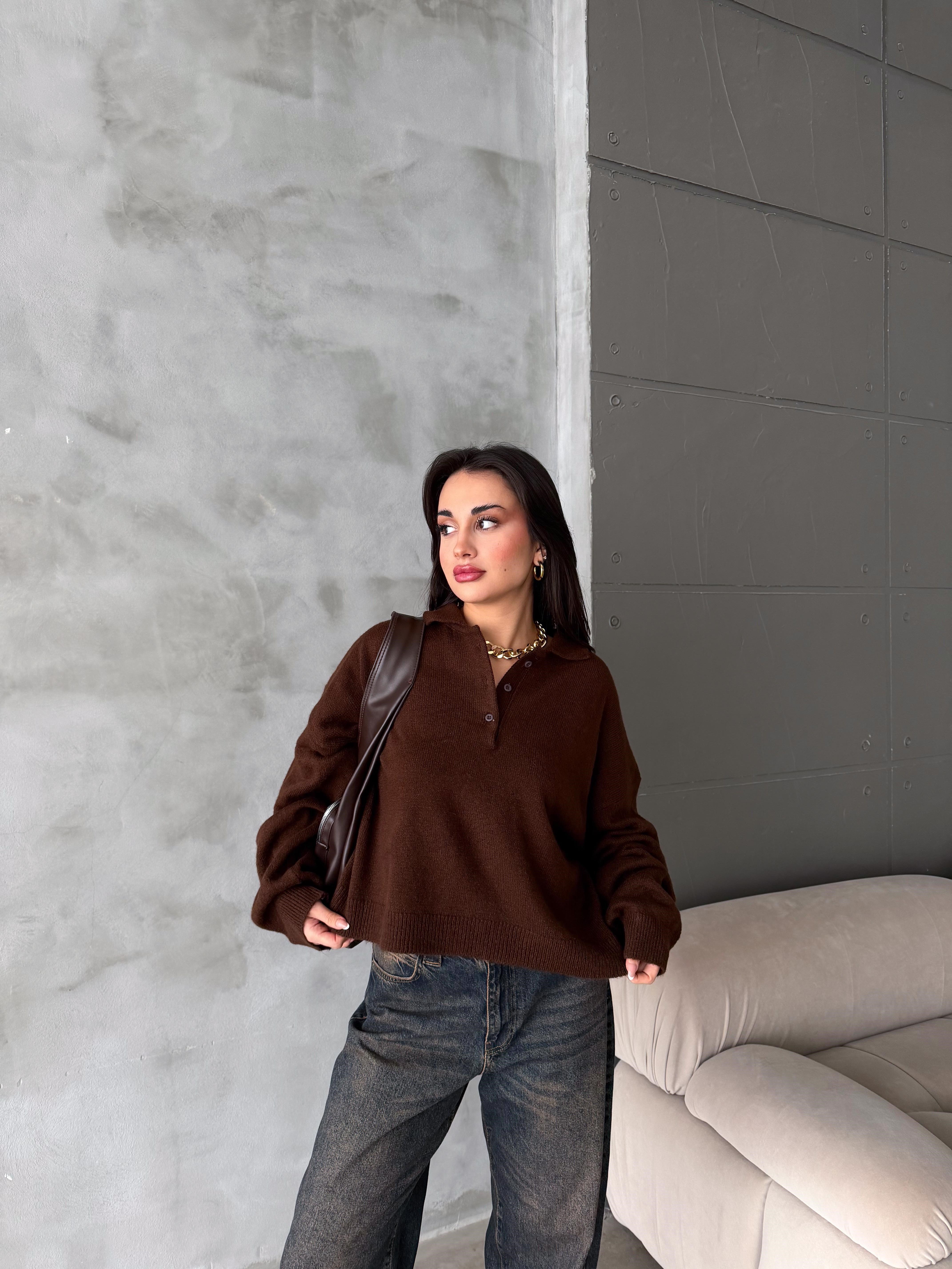 Polo Yaka Oversize Kadın Triko