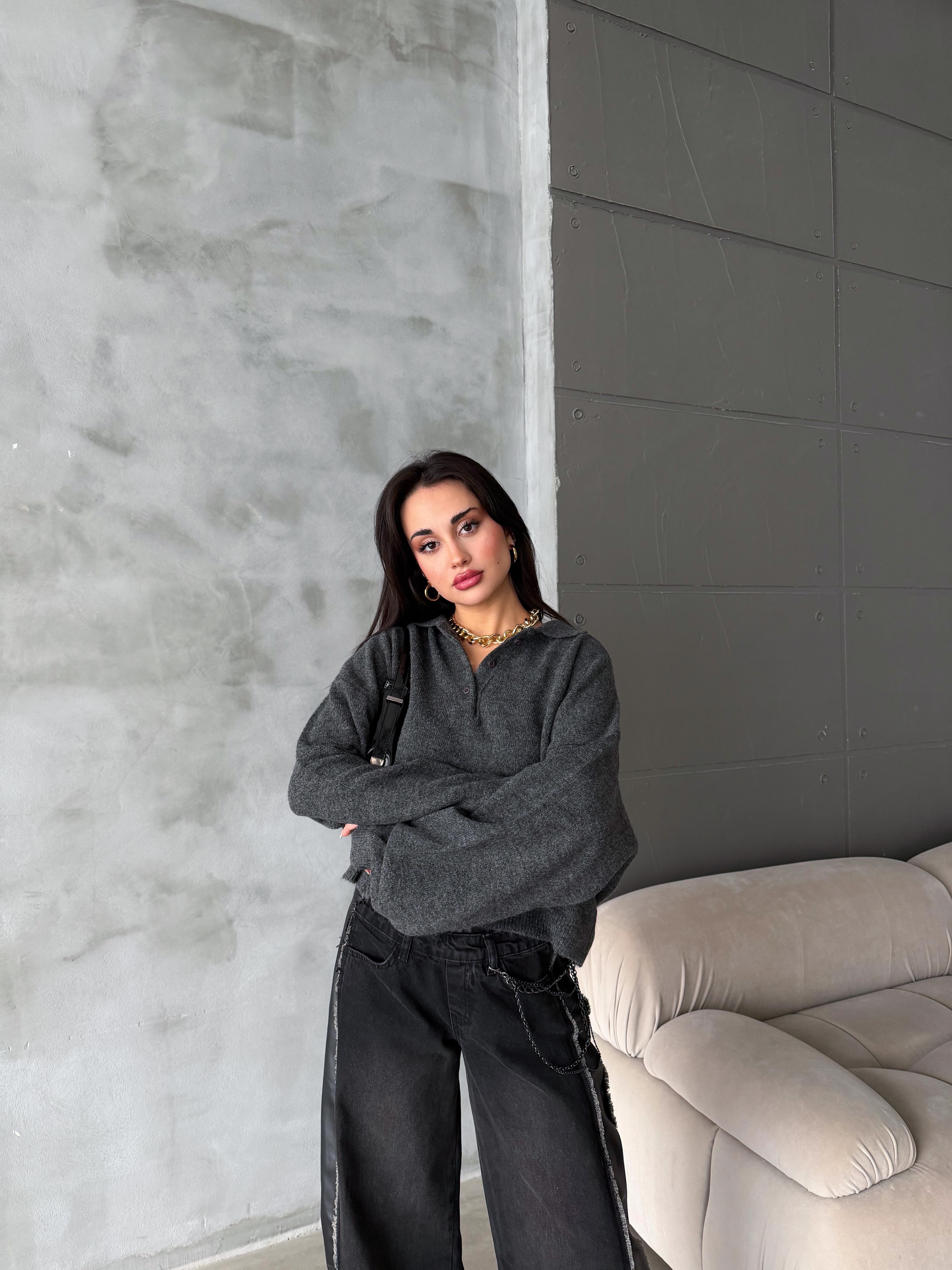 Polo Yaka Oversize Kadın Triko