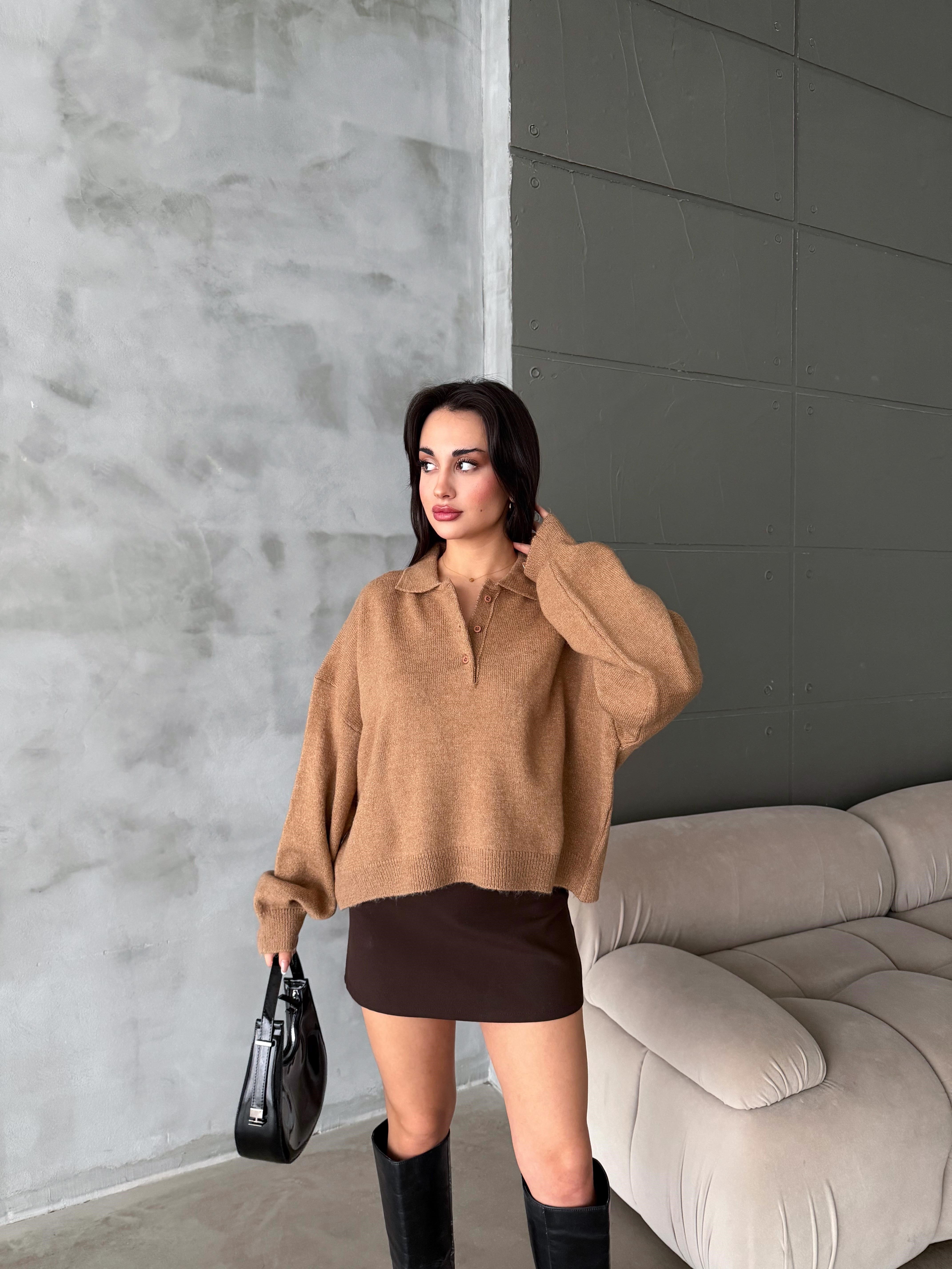 Polo Yaka Oversize Kadın Triko