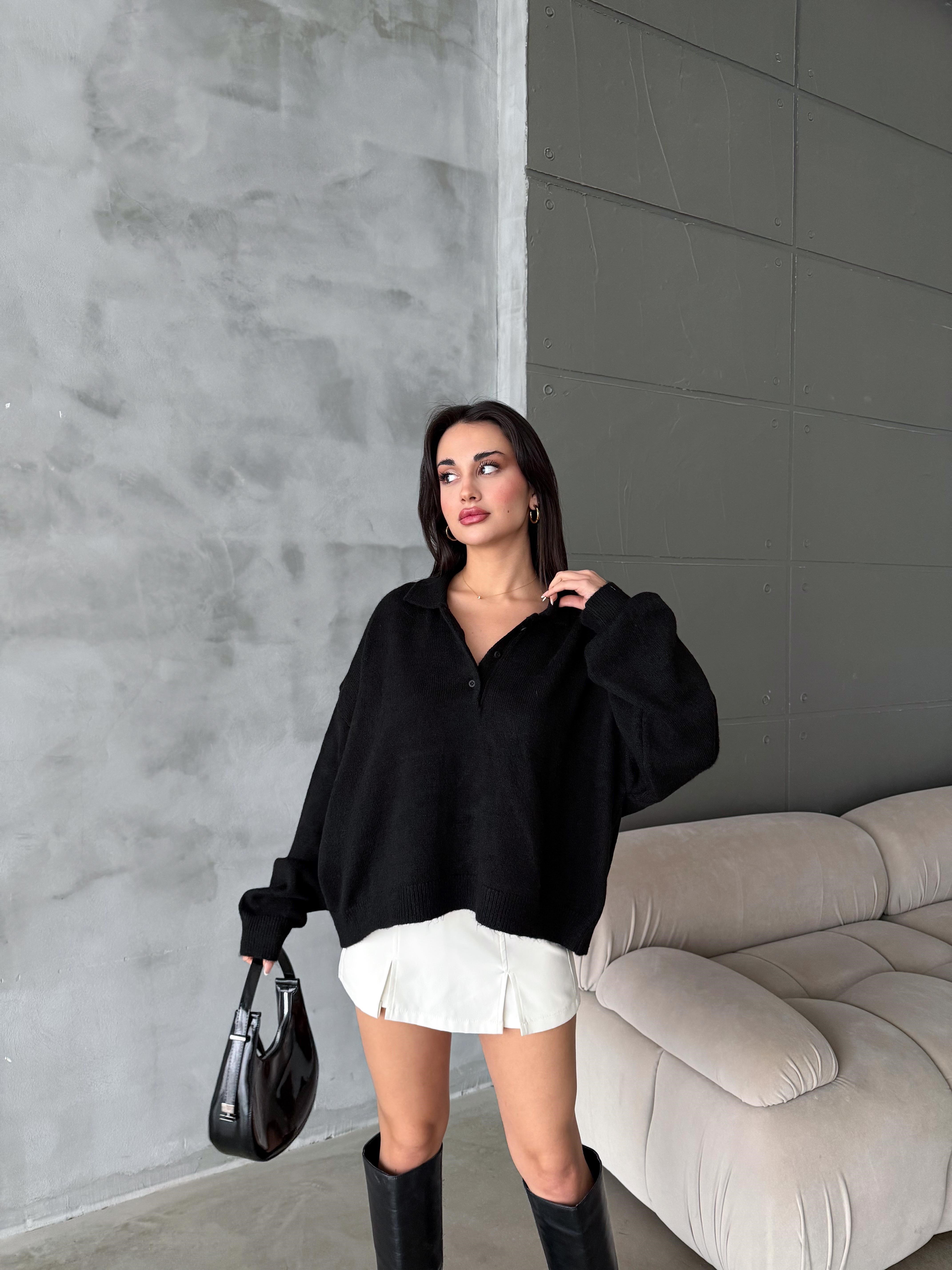 Polo Yaka Oversize Kadın Triko
