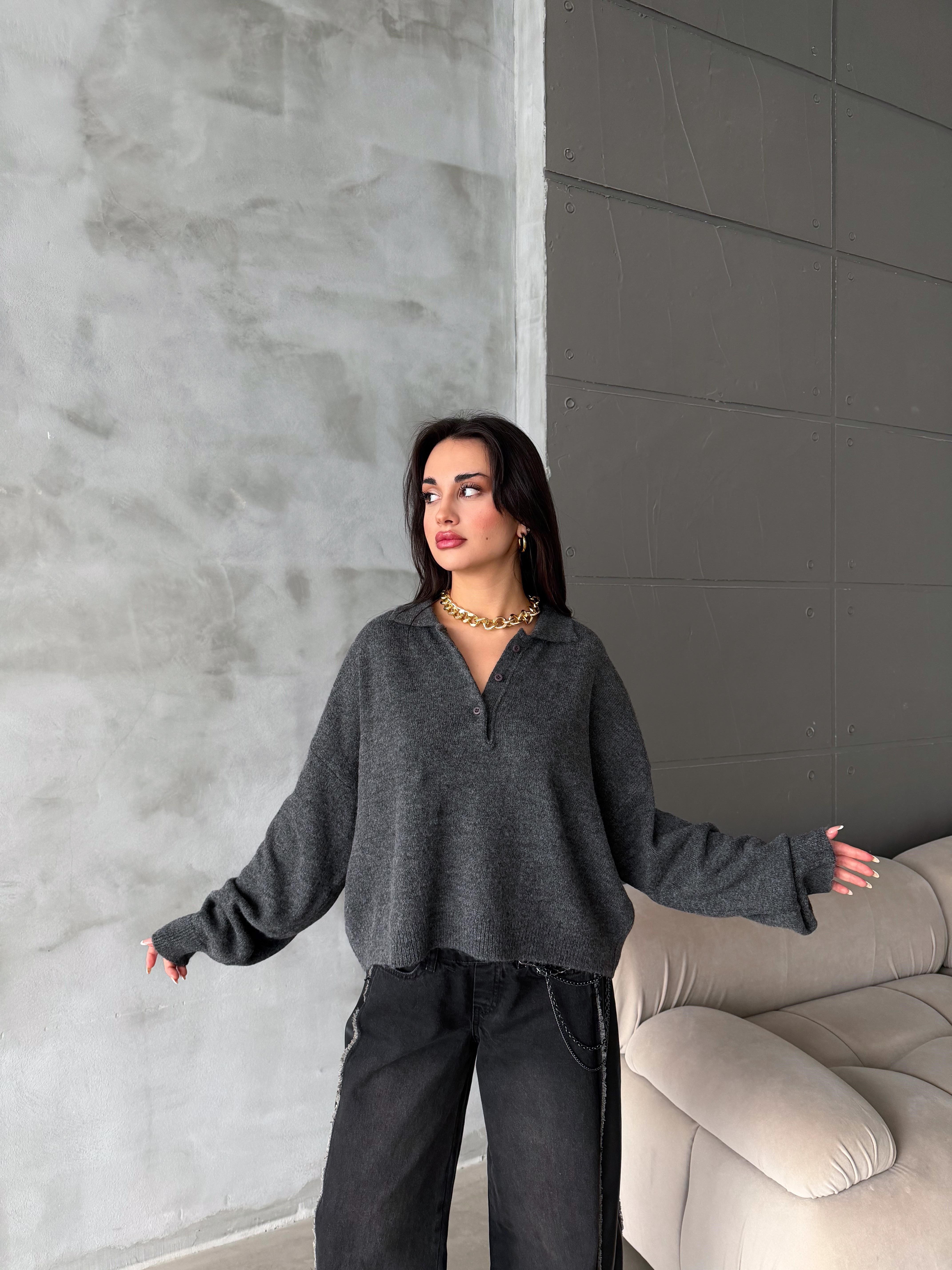 Polo Yaka Oversize Kadın Triko