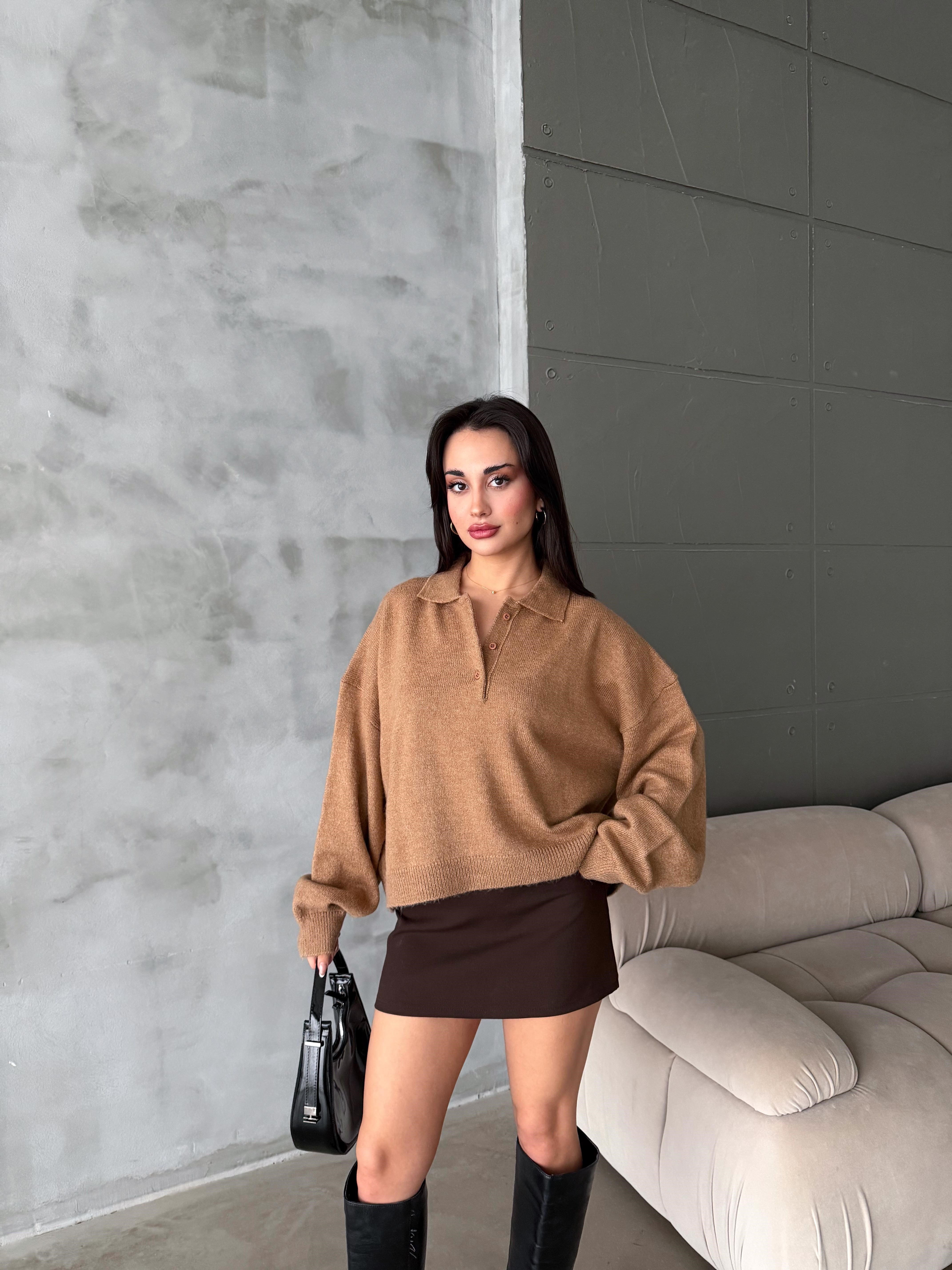 Polo Yaka Oversize Kadın Triko