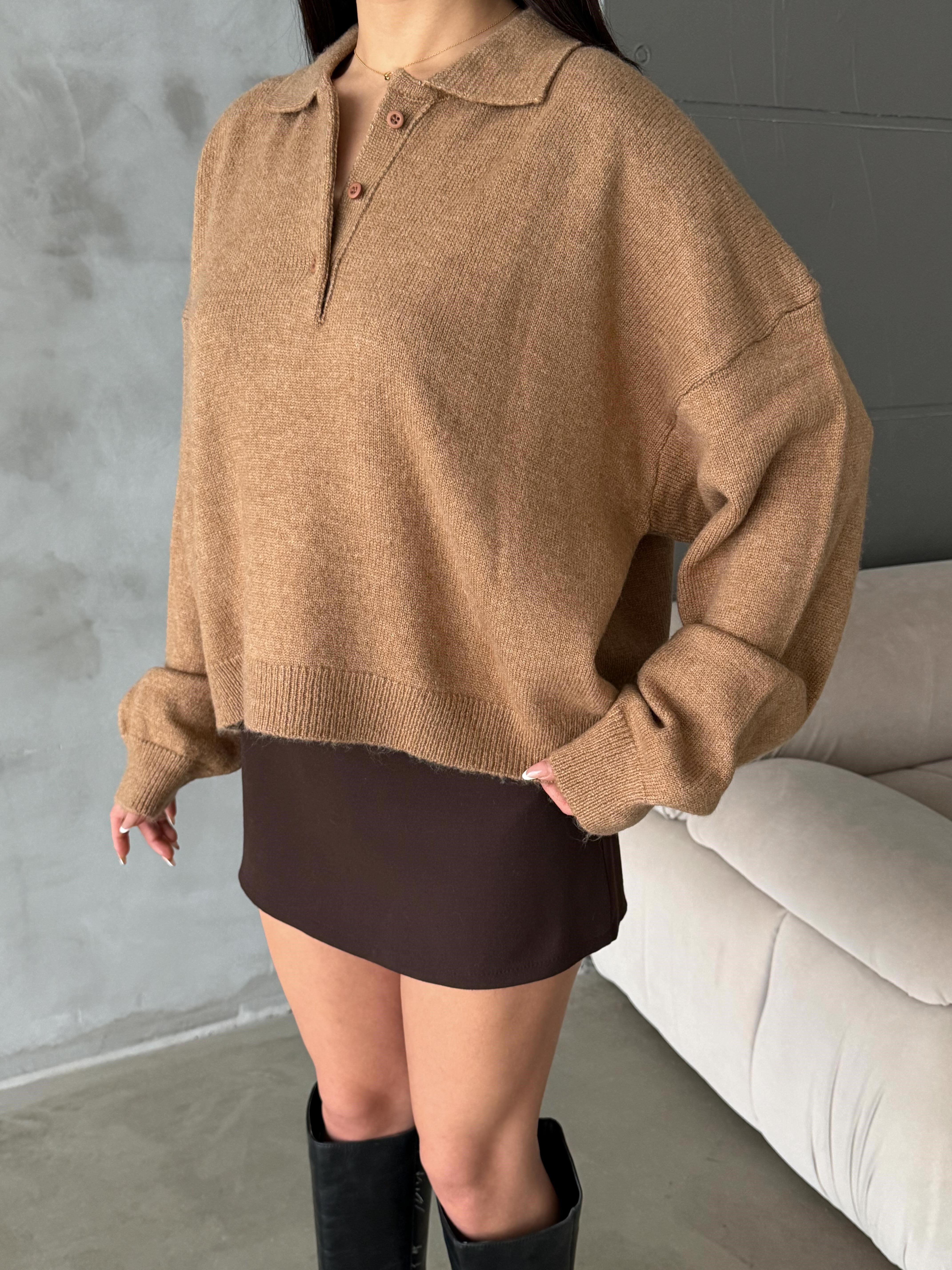 Polo Yaka Oversize Kadın Triko