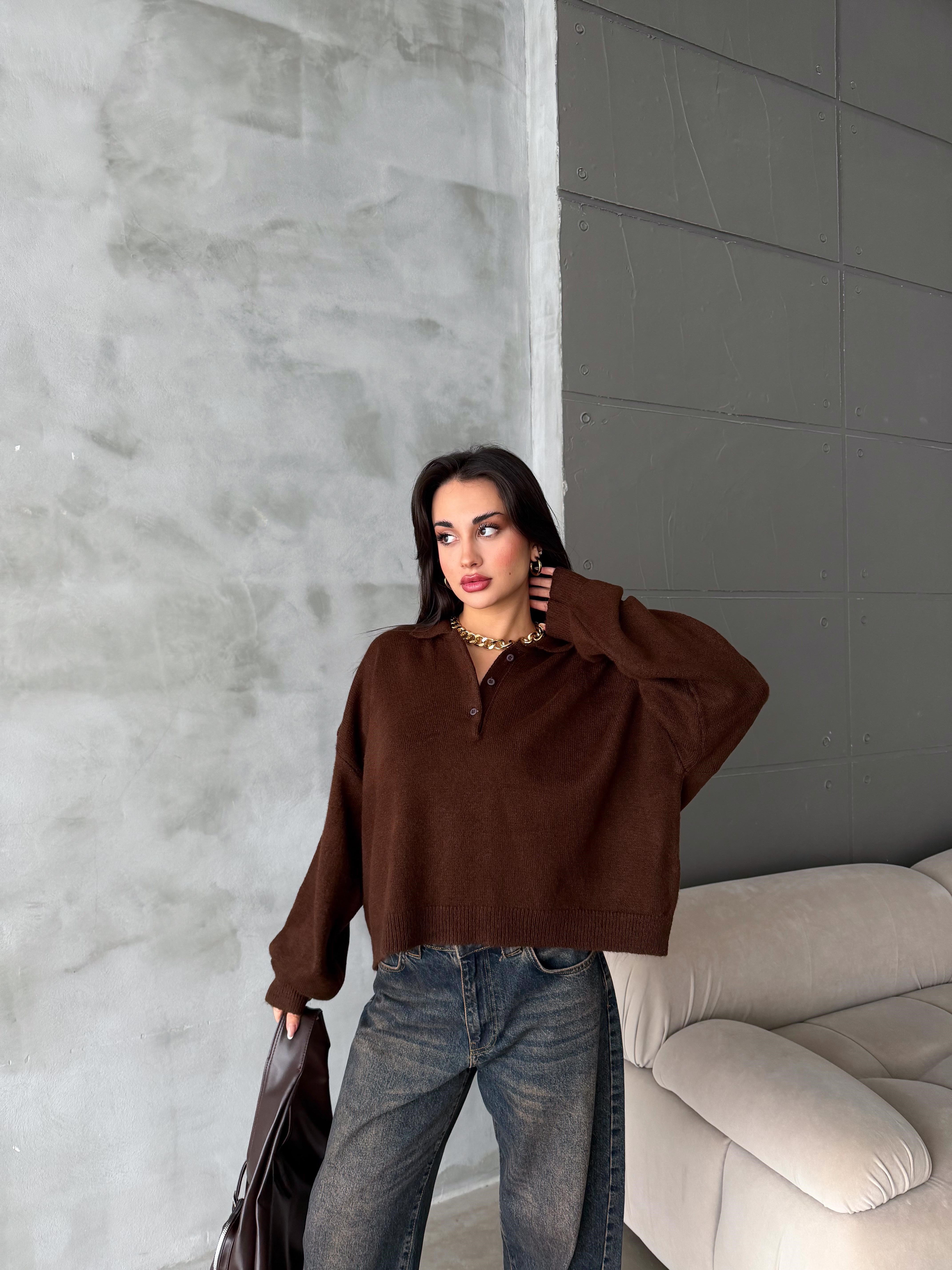 Polo Yaka Oversize Kadın Triko