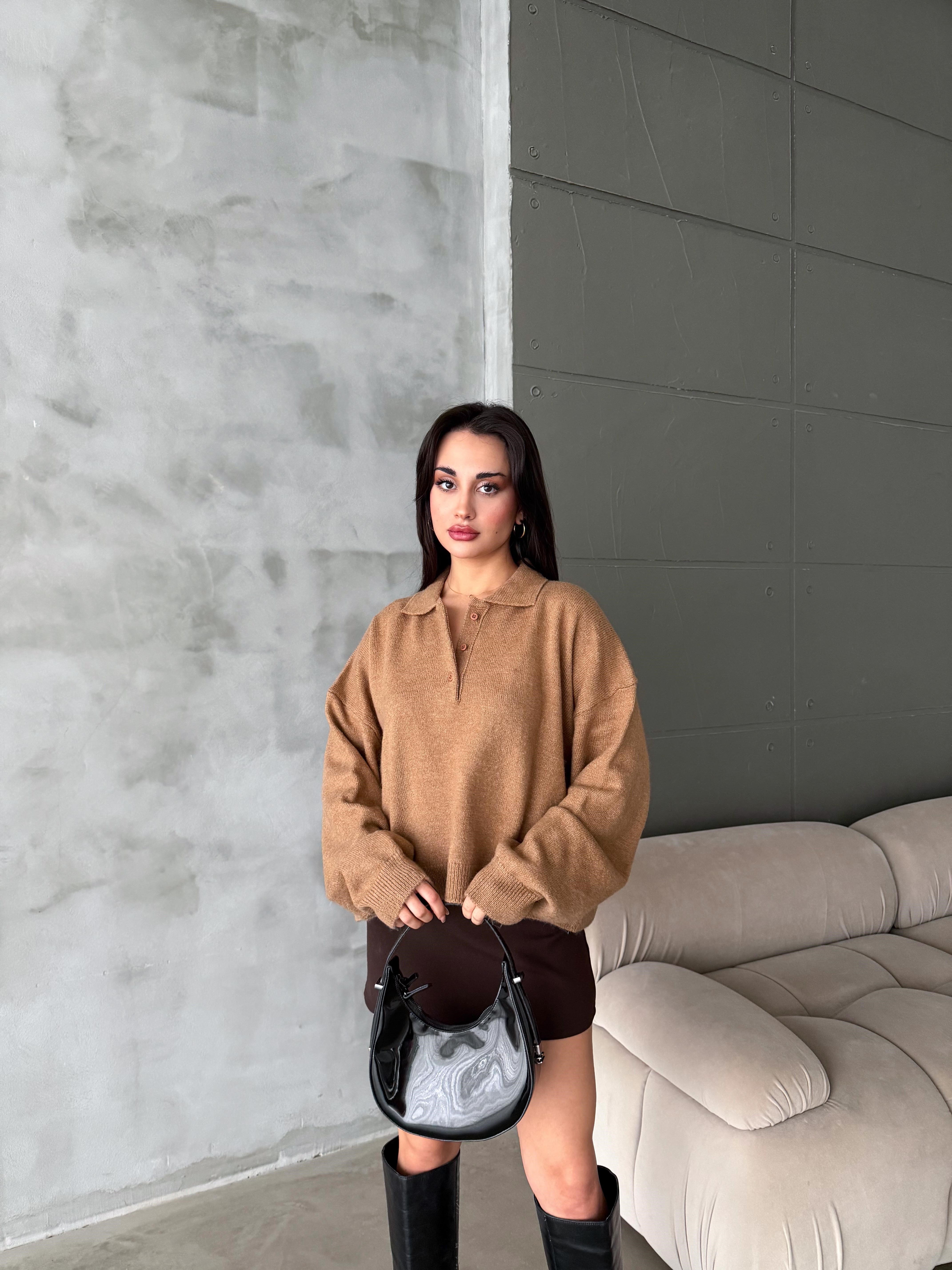 Polo Yaka Oversize Kadın Triko