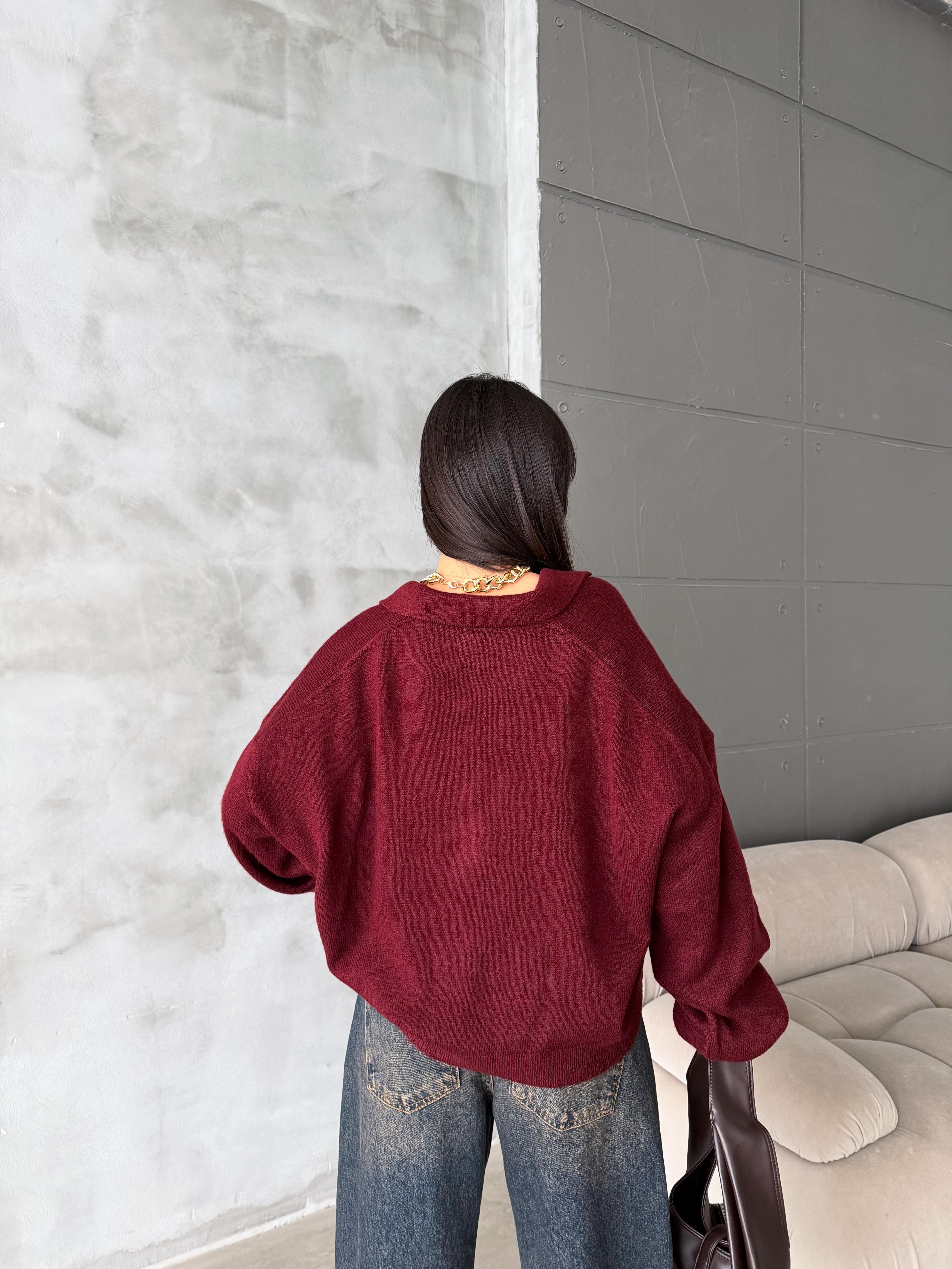 Polo Yaka Oversize Kadın Triko