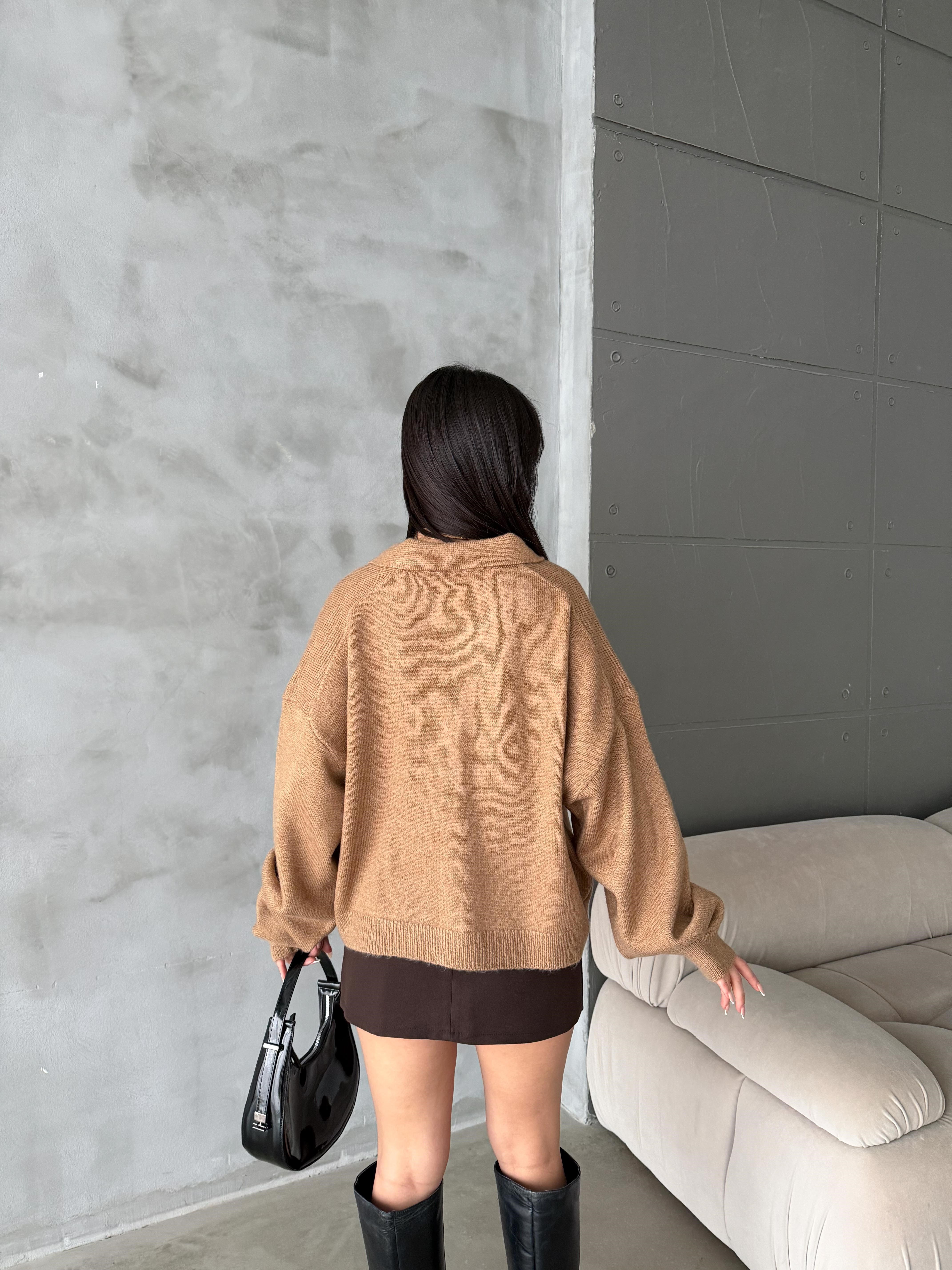 Polo Yaka Oversize Kadın Triko