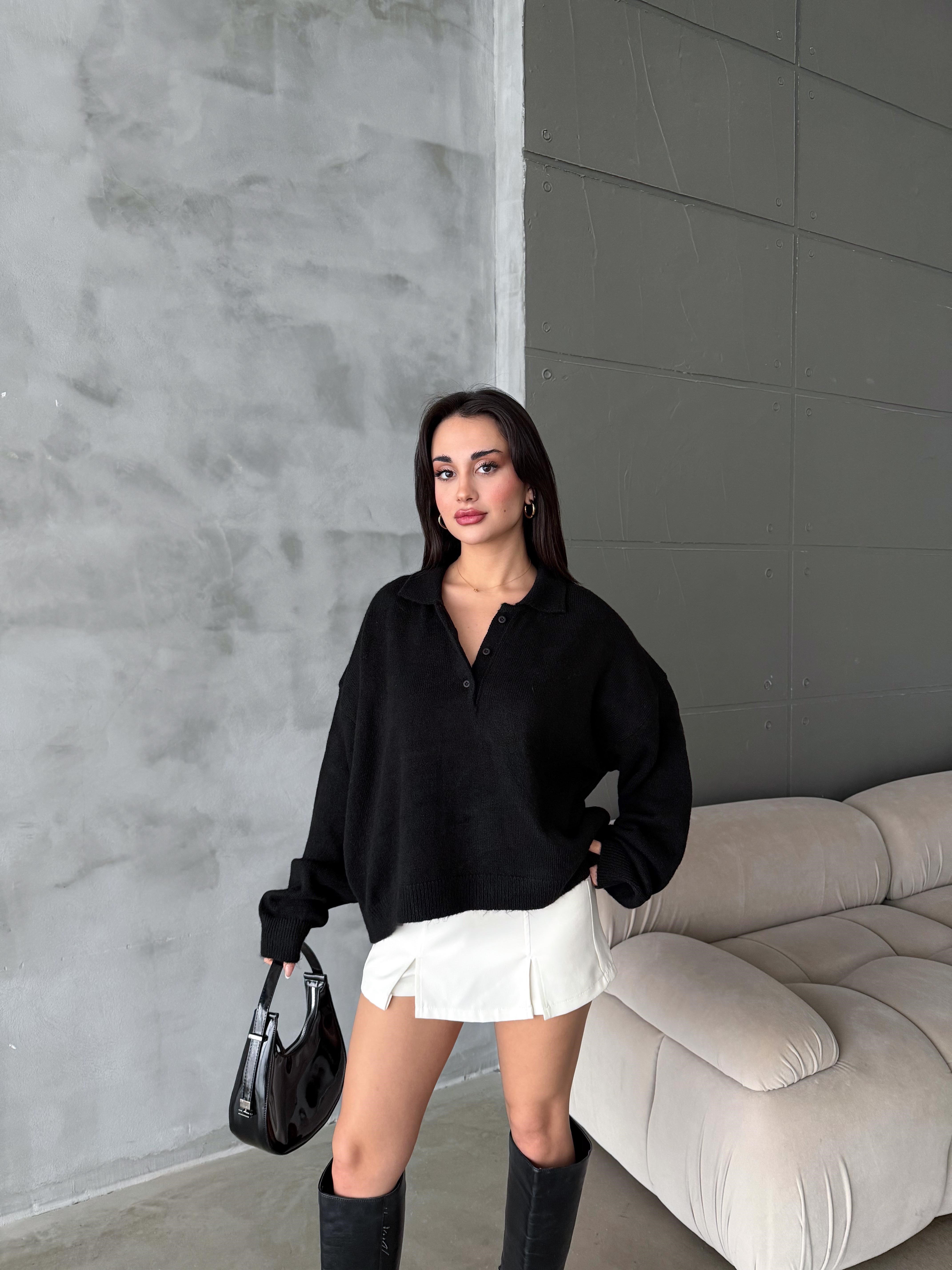 Polo Yaka Oversize Kadın Triko