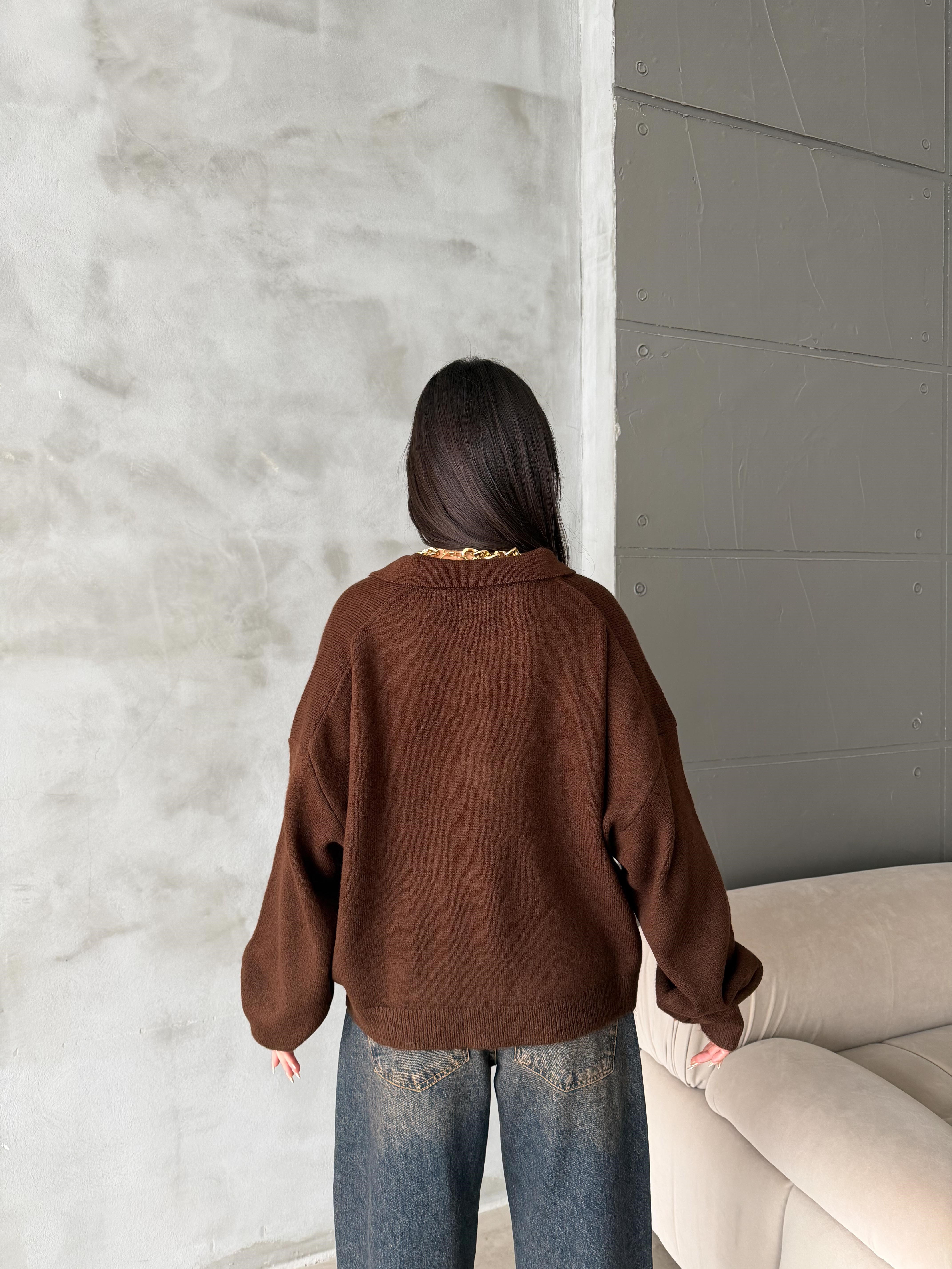 Polo Yaka Oversize Kadın Triko