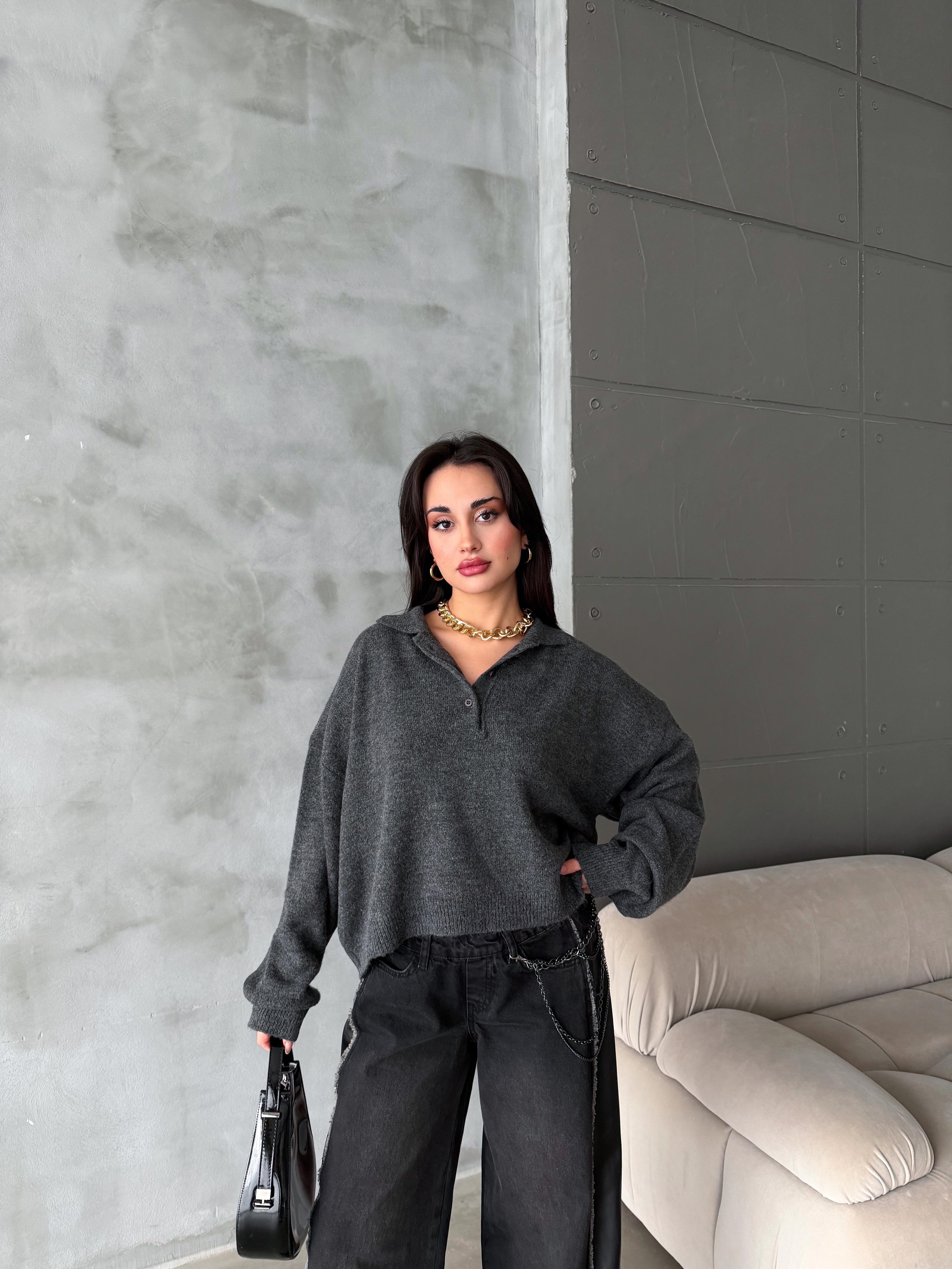 Polo Yaka Oversize Kadın Triko