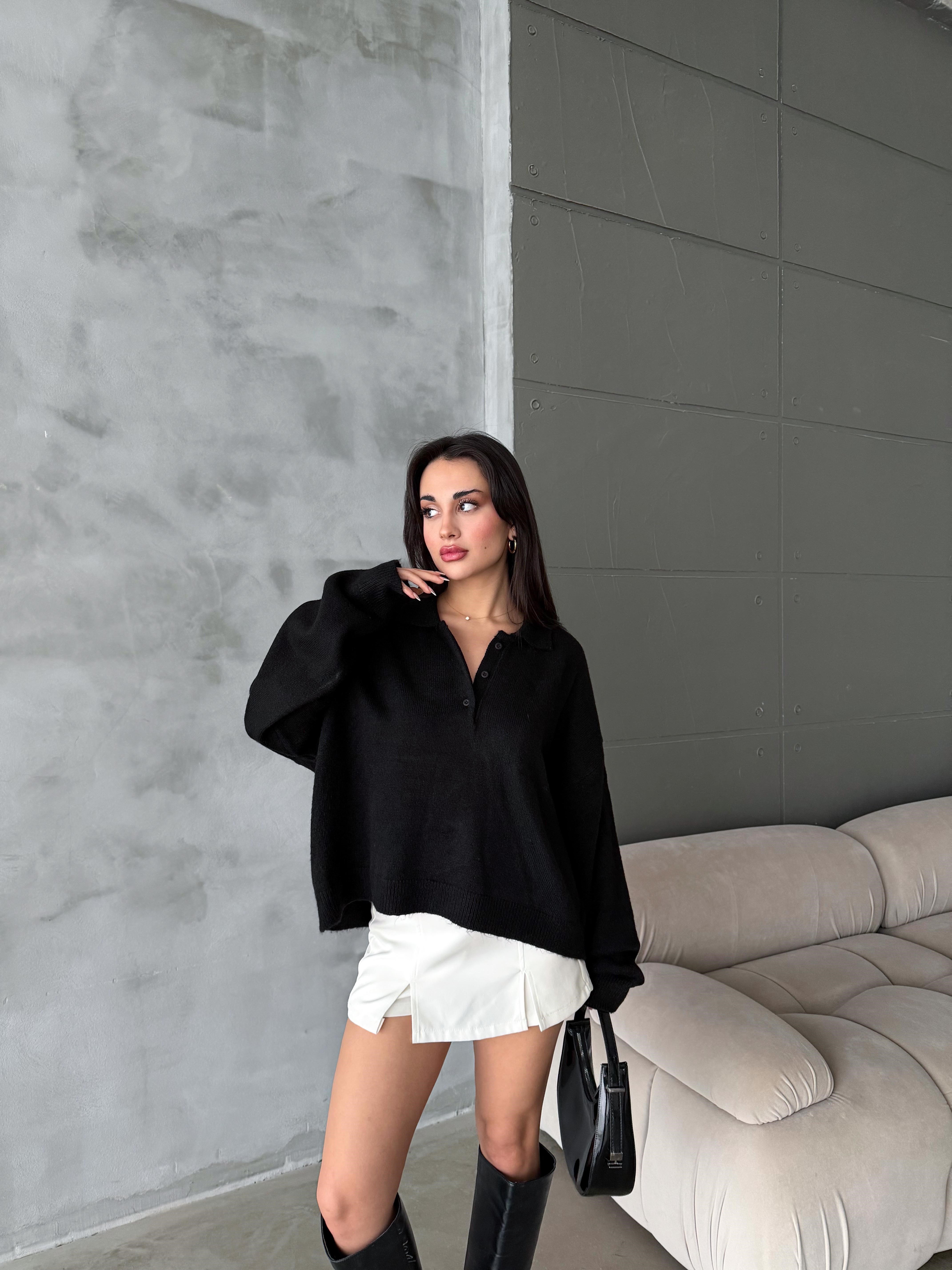 Polo Yaka Oversize Kadın Triko