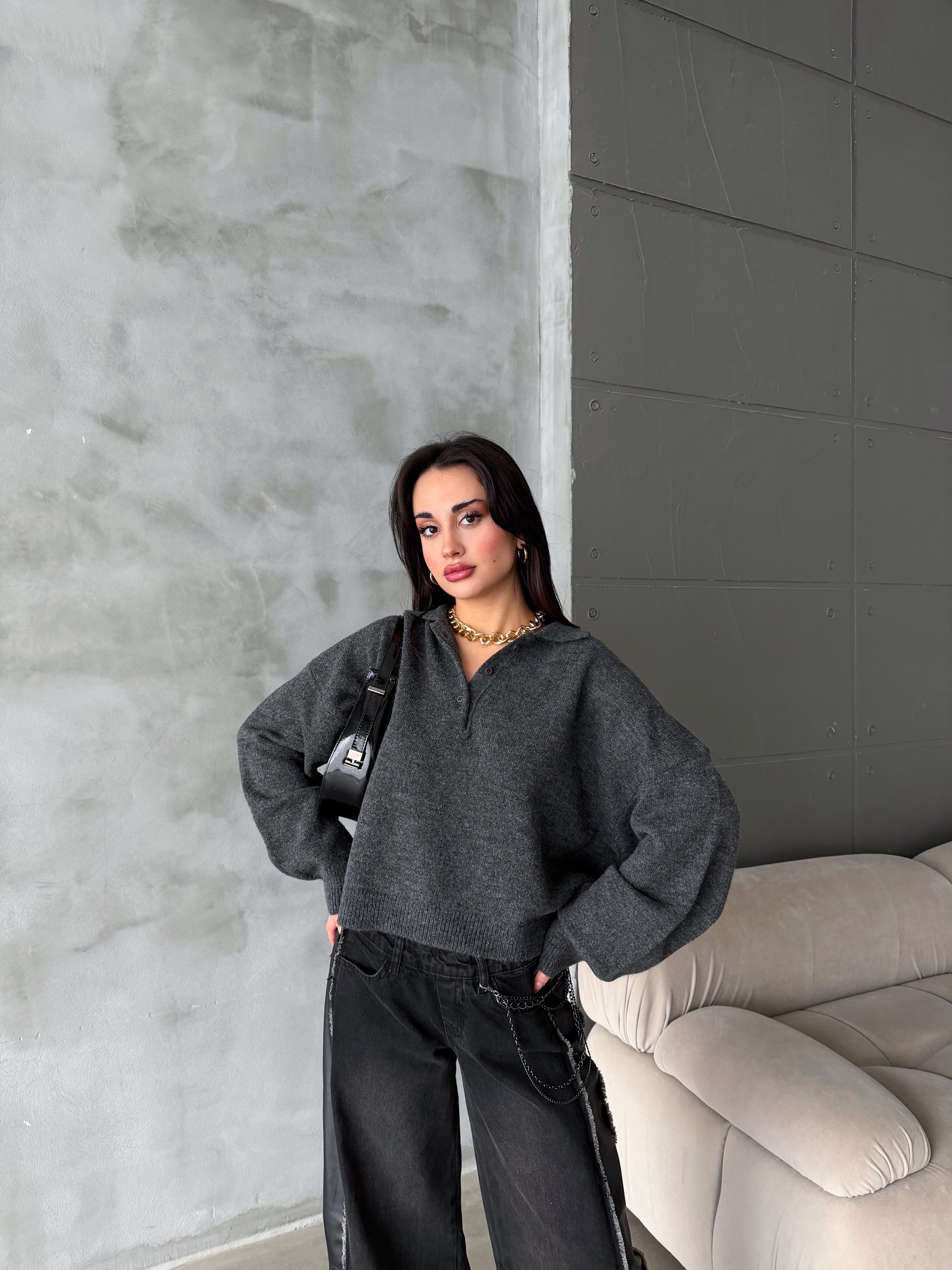 Polo Yaka Oversize Kadın Triko