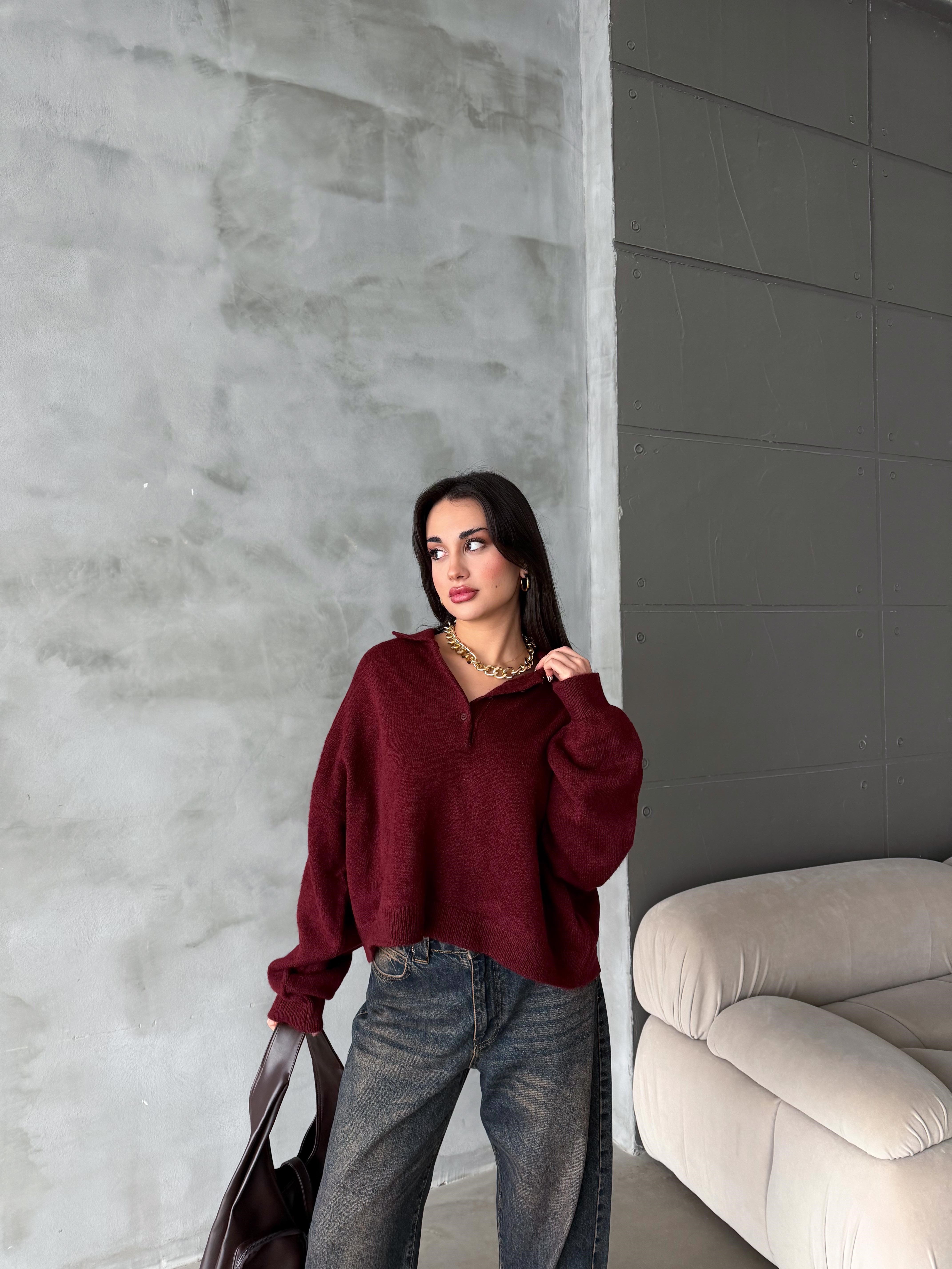 Polo Yaka Oversize Kadın Triko
