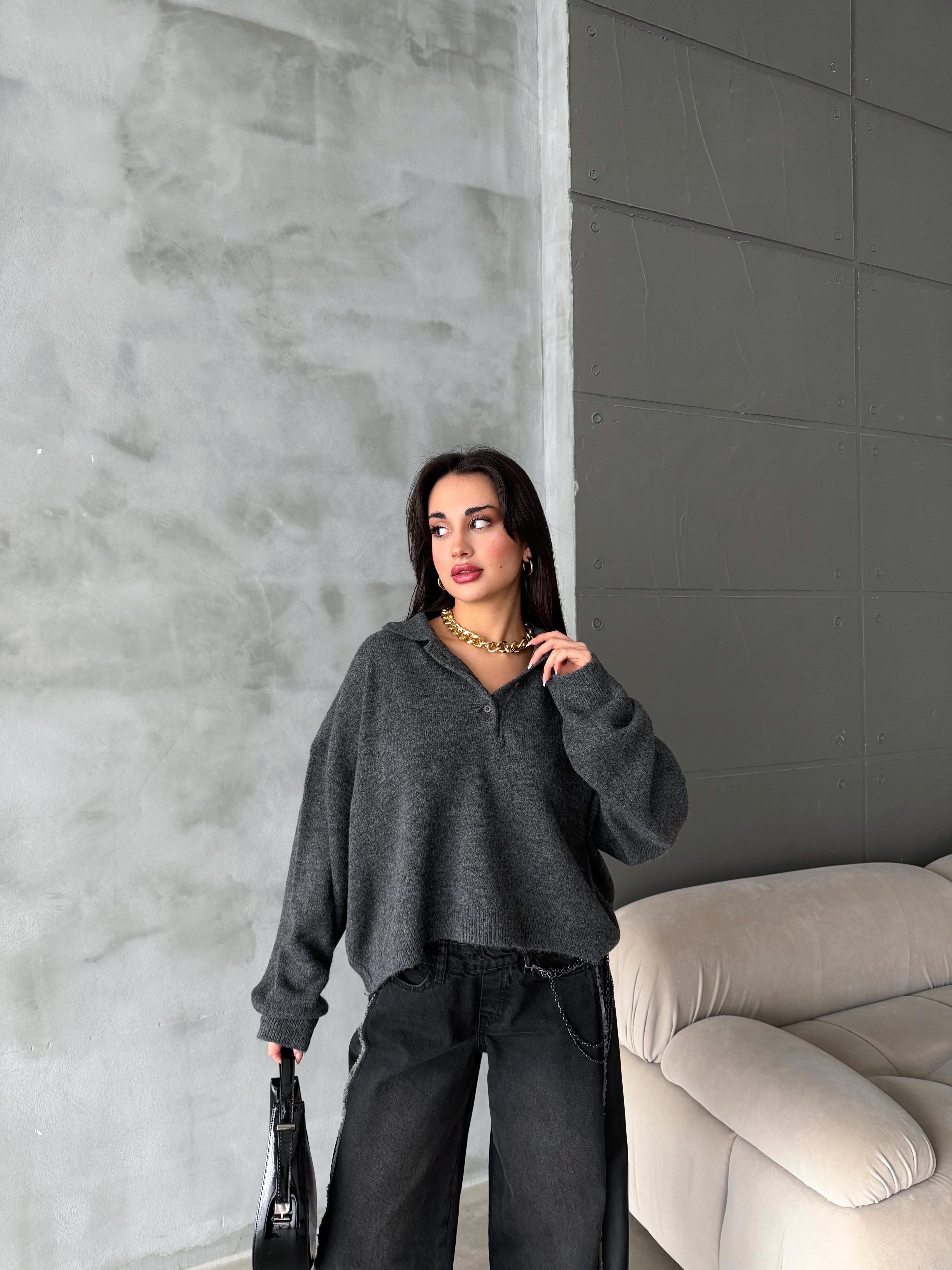 Polo Yaka Oversize Kadın Triko