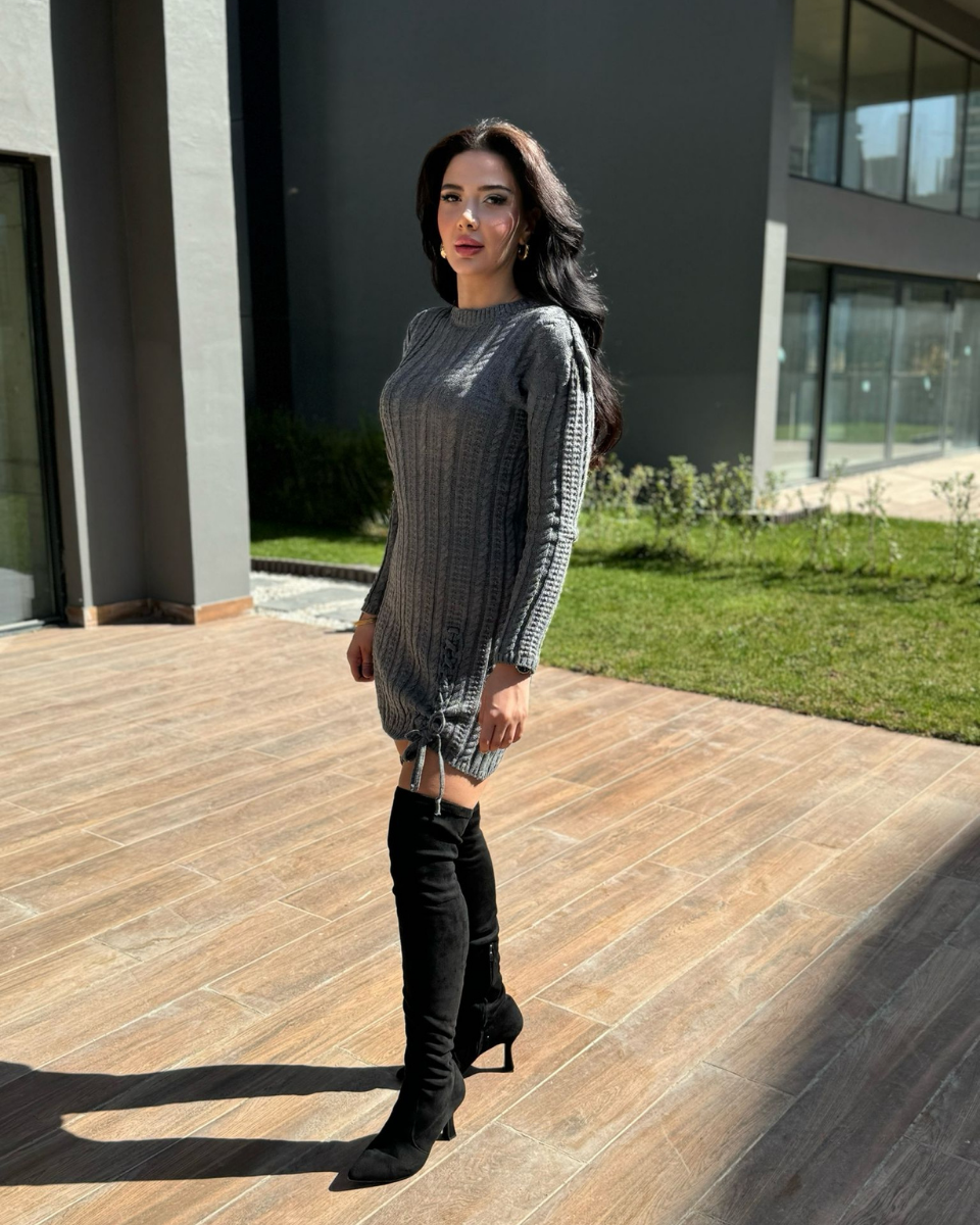 Adella Antrasit Triko Ellbise