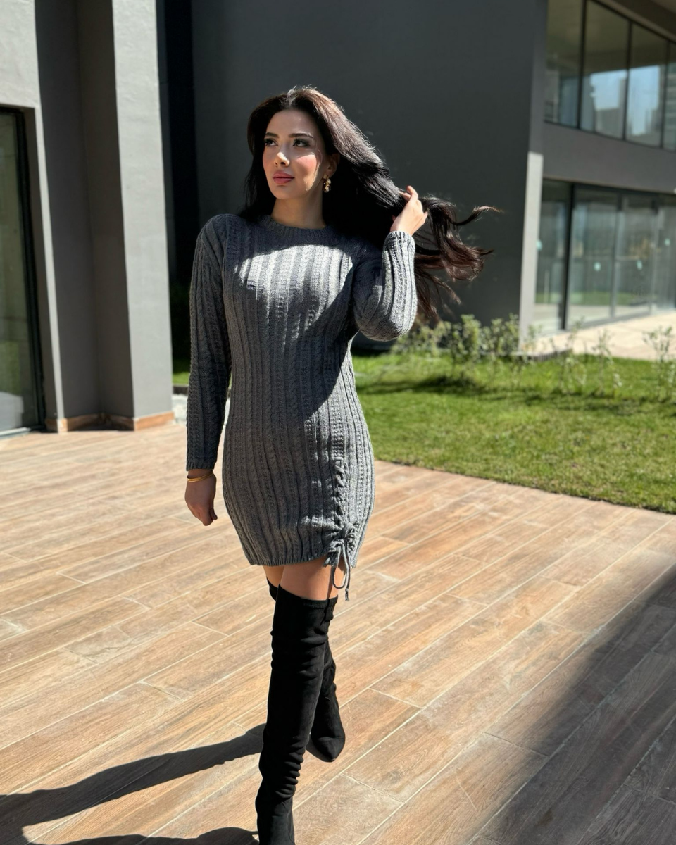 Adella Antrasit Triko Ellbise
