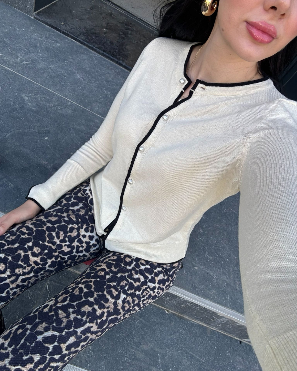 Perla Ekru Premium Triko Hırka
