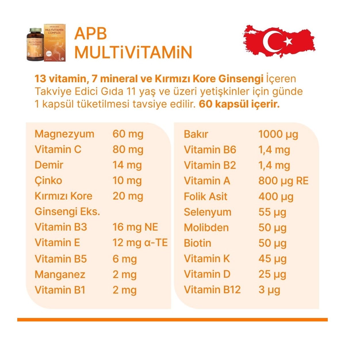 Apb Balance Multivitamin Complex 60 Kapsül