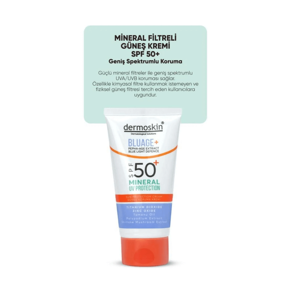Dermoskin Bluage (Mavi Işık Korumalı) SPF50 Mineral Güneş Kremi 50ml