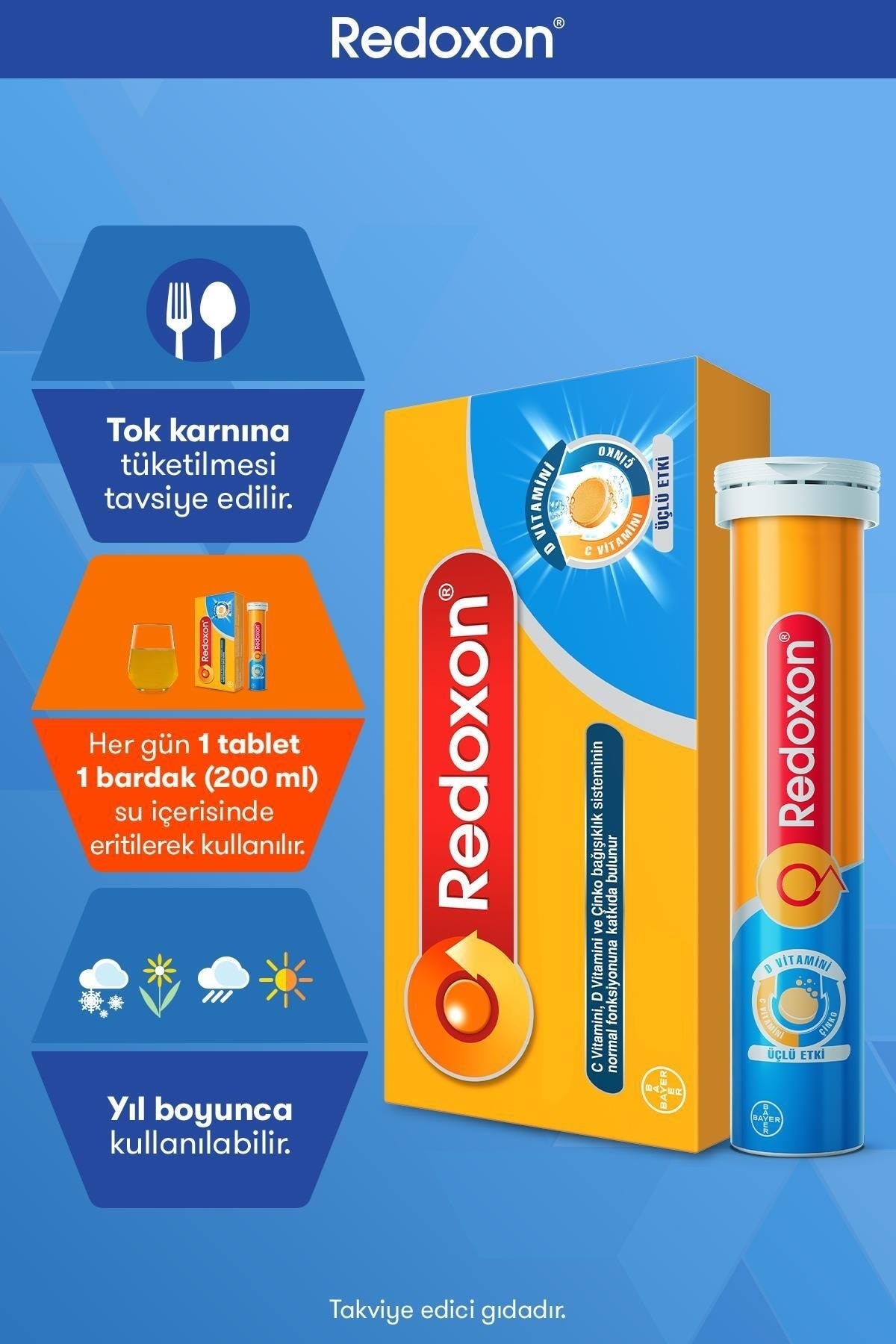 Redoxon 3'lü Etki 30 Efervesan Tablet