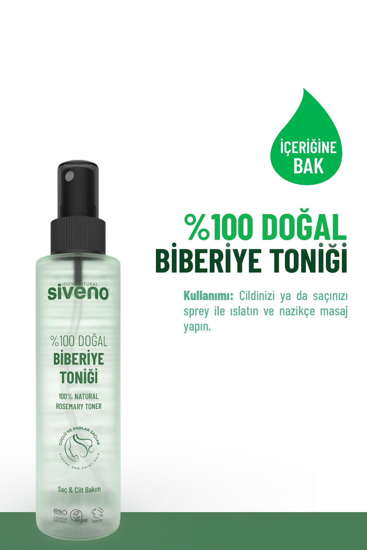 Siveno %100 Doğal Biberiye Suyu Saç Dökülmesi Karşıtı ve Hızlı Saç Uzatma Etkili Saç Toniği 150 ml