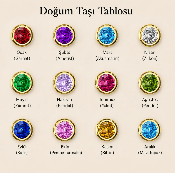 925 Ayar Gümüş Kişiselleştirilebilir Doğum Taşlı Kolye