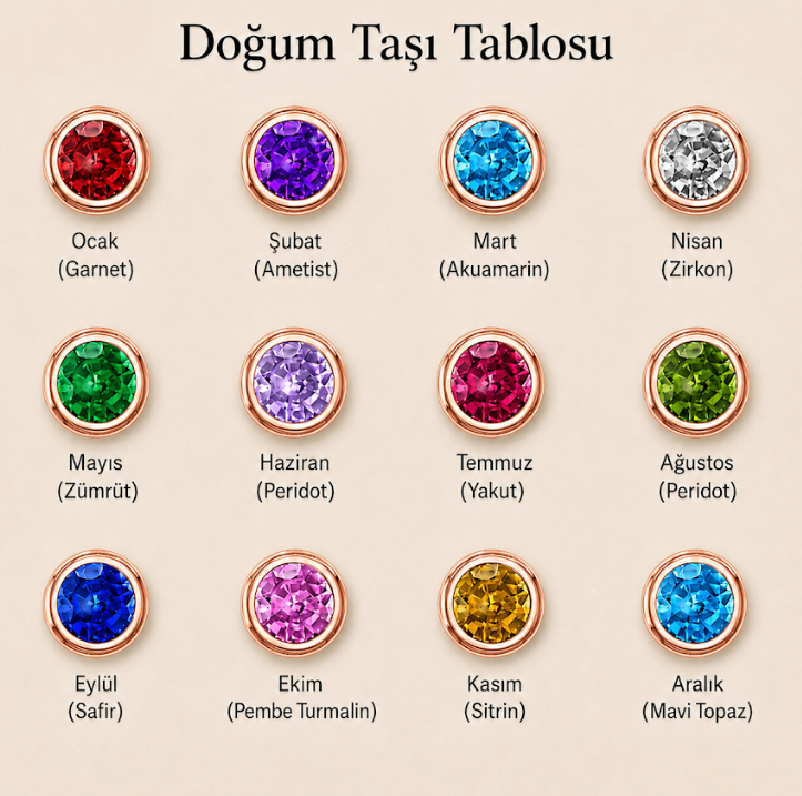 925 Ayar Gümüş Kişiselleştirilebilir Doğum Taşlı Kolye