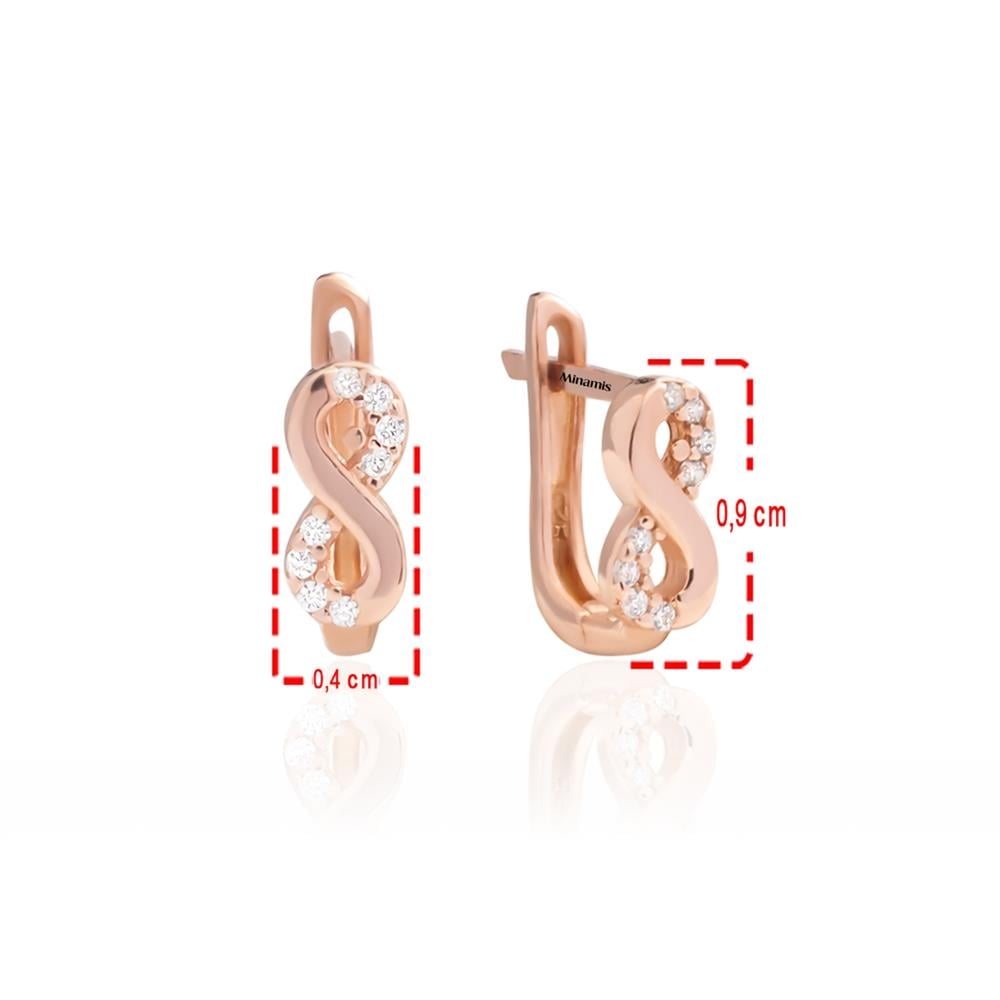 Klipsli Taş Detaylı Minimal Sonsuzluk Küpe Rose