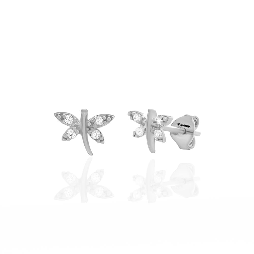 Minimal Yusufçuk Böceği Küpe Silver