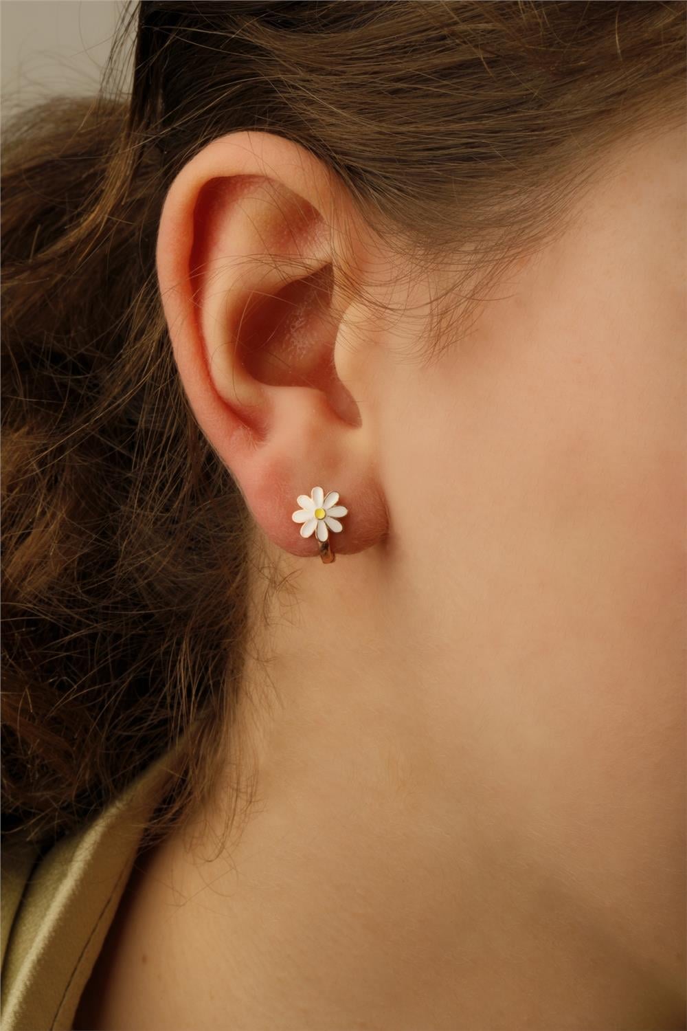 Minimalist Mineli Klipsli Papatya Küpe Rose