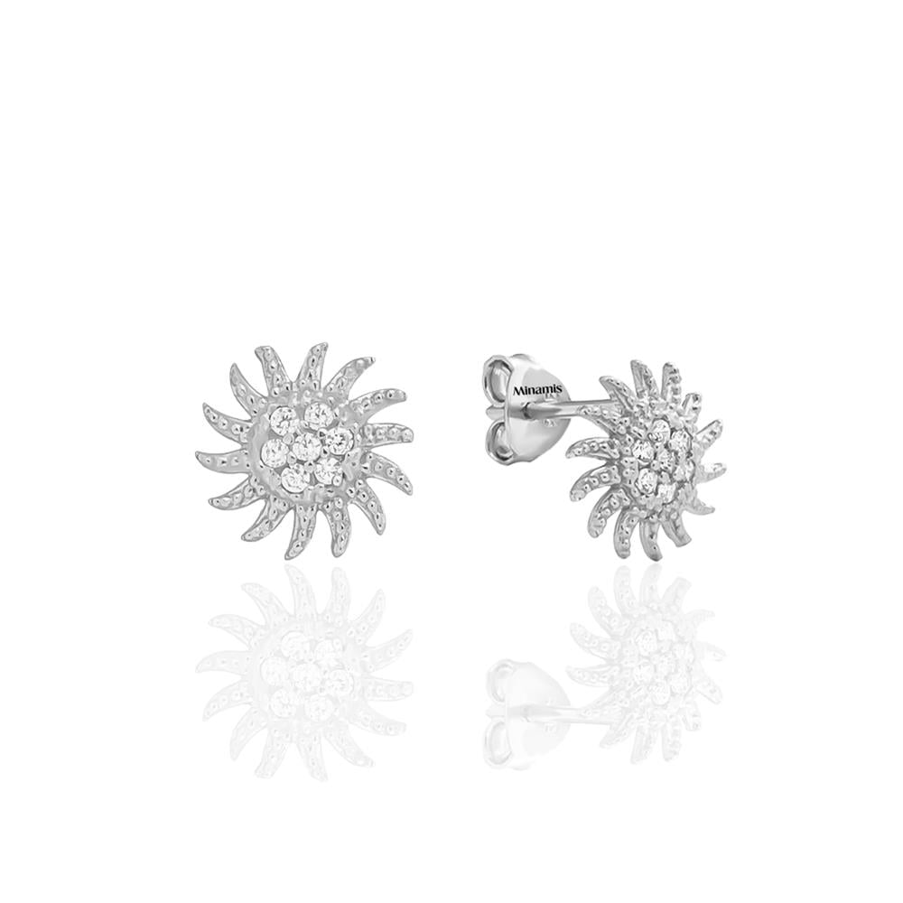 Minimalist Taşlı Güneş Küpe Silver