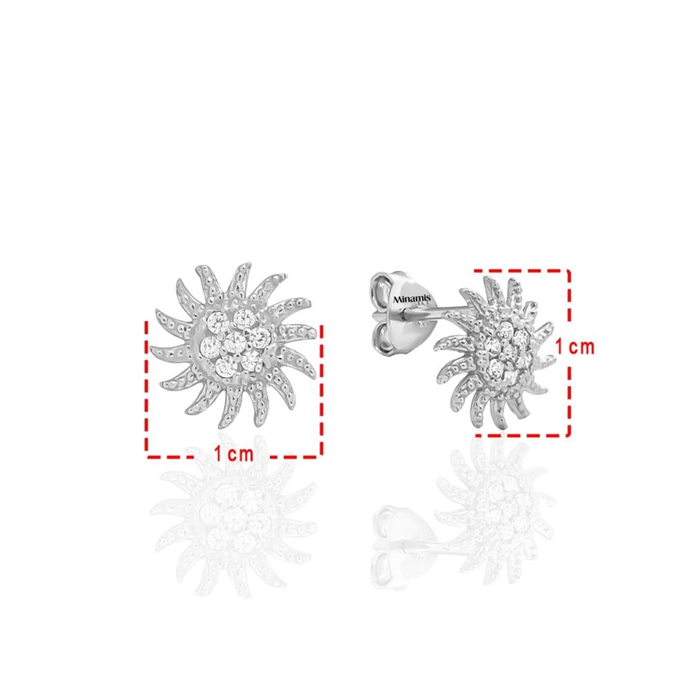 Minimalist Taşlı Güneş Küpe Silver