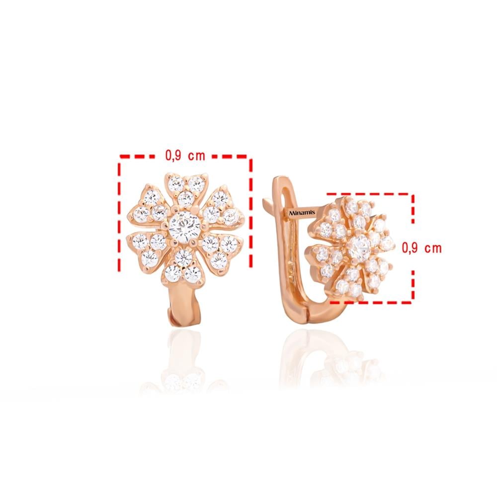 Pave Taşlı Menekşe Küpe Rose