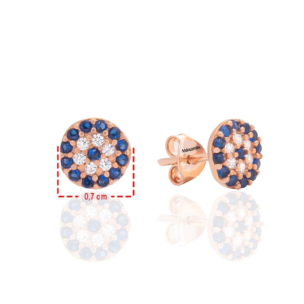 Pave Taşlı Nazar Boncuğu Rose Küpe Rose