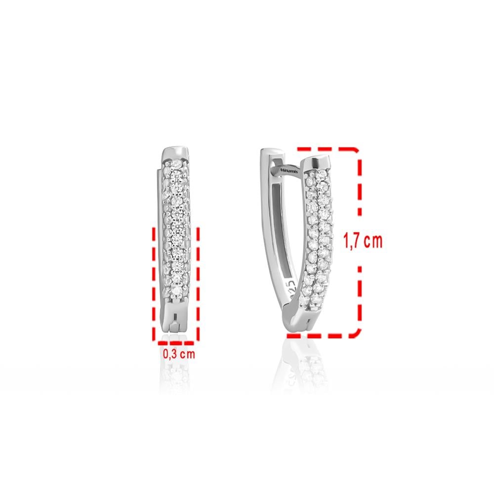 Taş Detaylı Klipsli V Küpe Silver