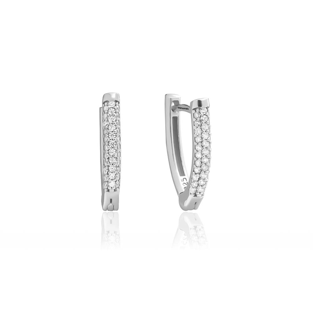 Taş Detaylı Klipsli V Küpe Silver