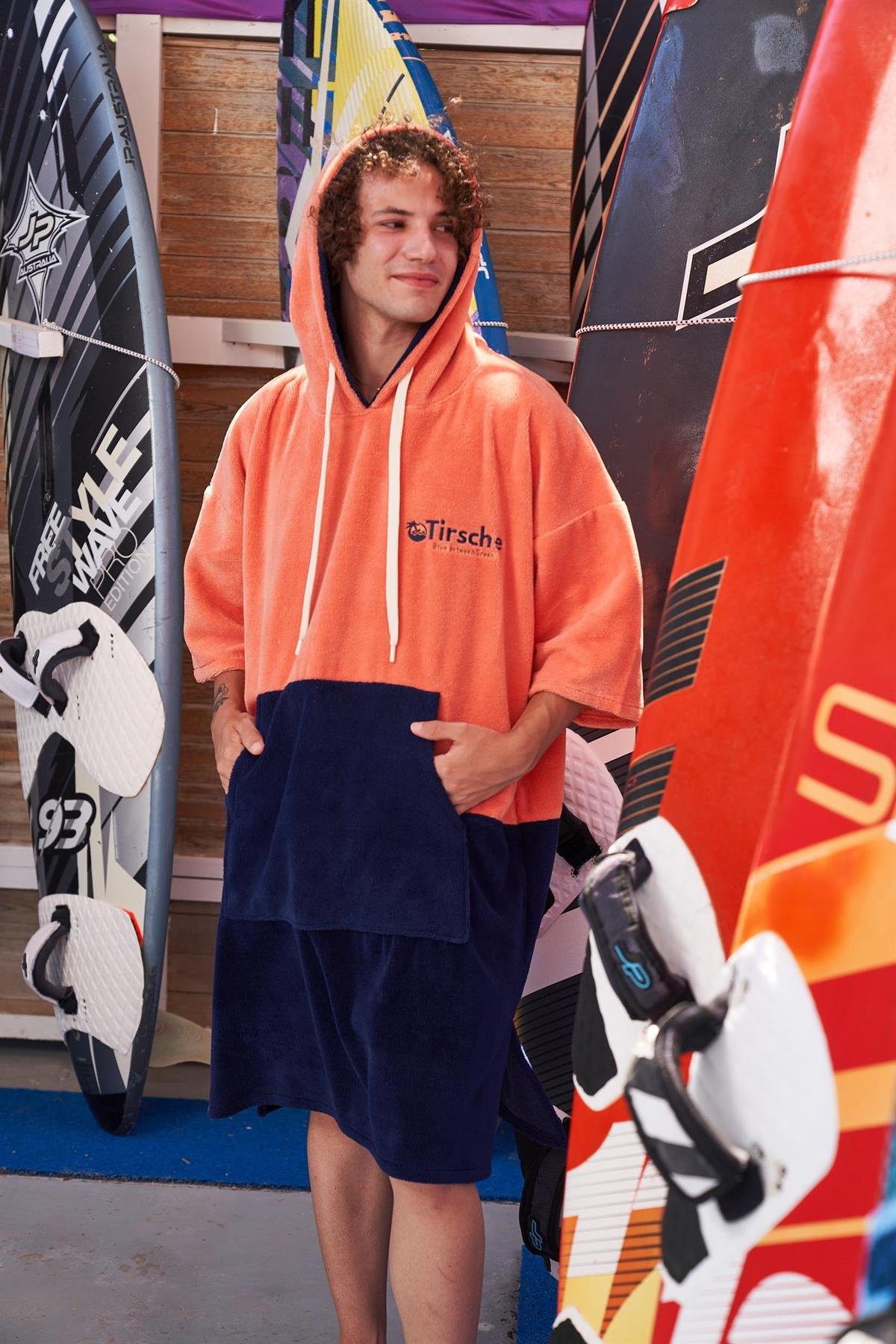 Man Orange-Navy  Surf Poncho
