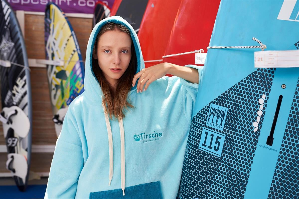 Women Mint-Dark Mint Surf Poncho
