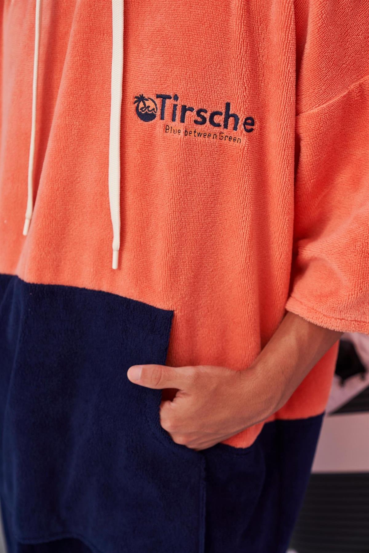 Man Orange-Navy  Surf Poncho