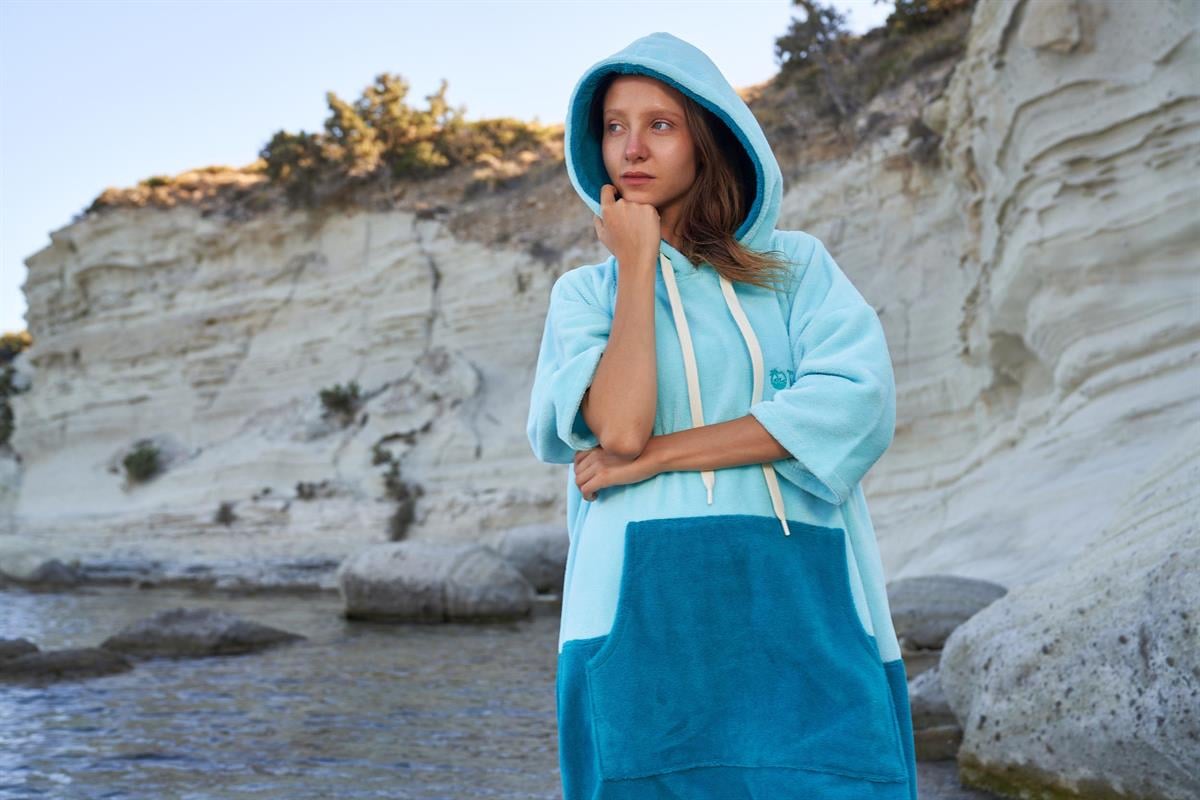 Women Mint-Dark Mint Surf Poncho