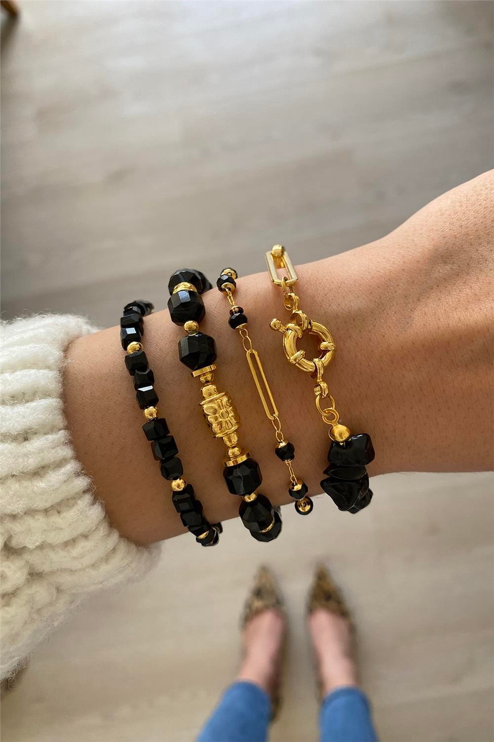 Akik Taşı Tasarım Bileklik Seti (Tüm Set)