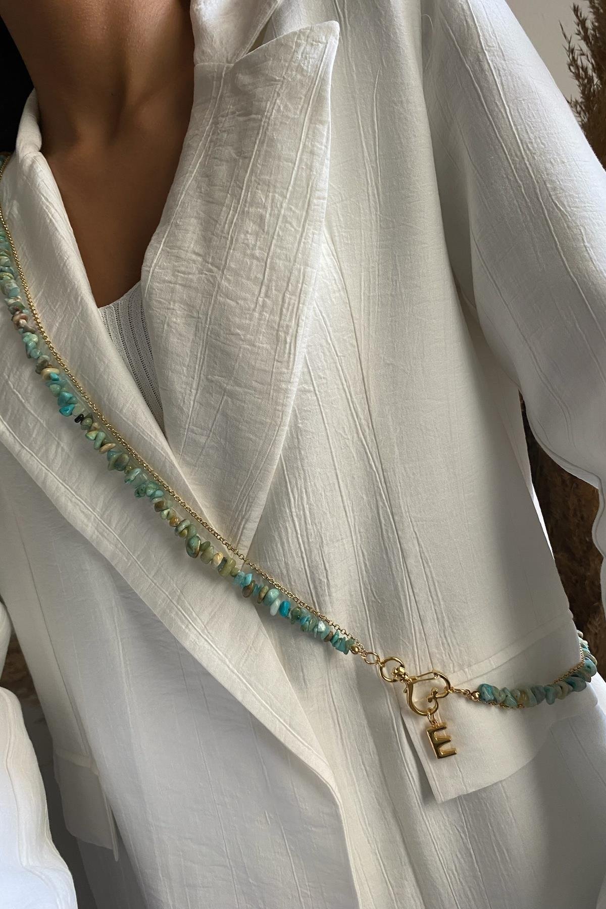 Amazonit Taşı Multi Fonksiyonel Tasarım Kolye 